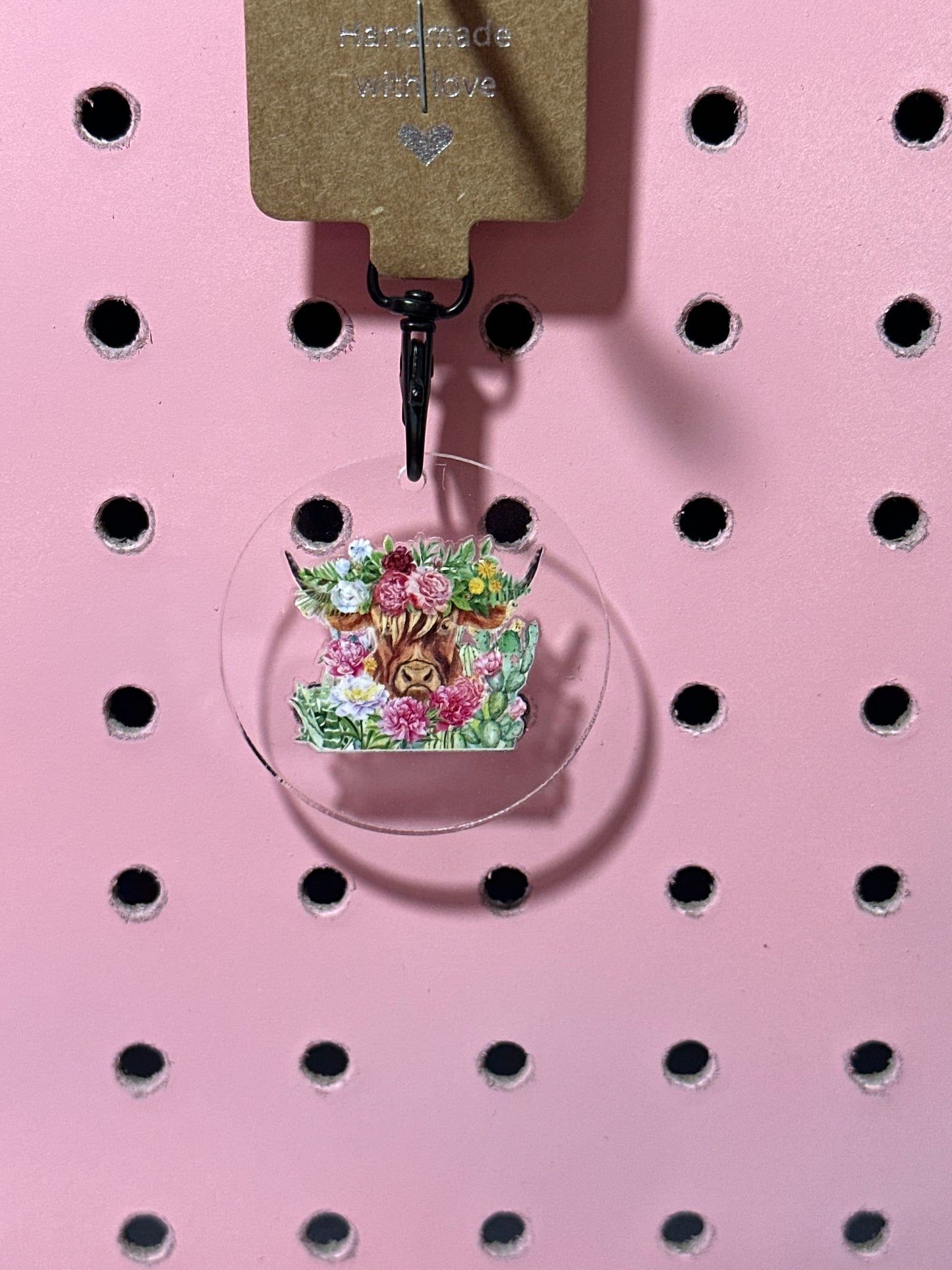 Floral Spring Highland Acrylic Keychain