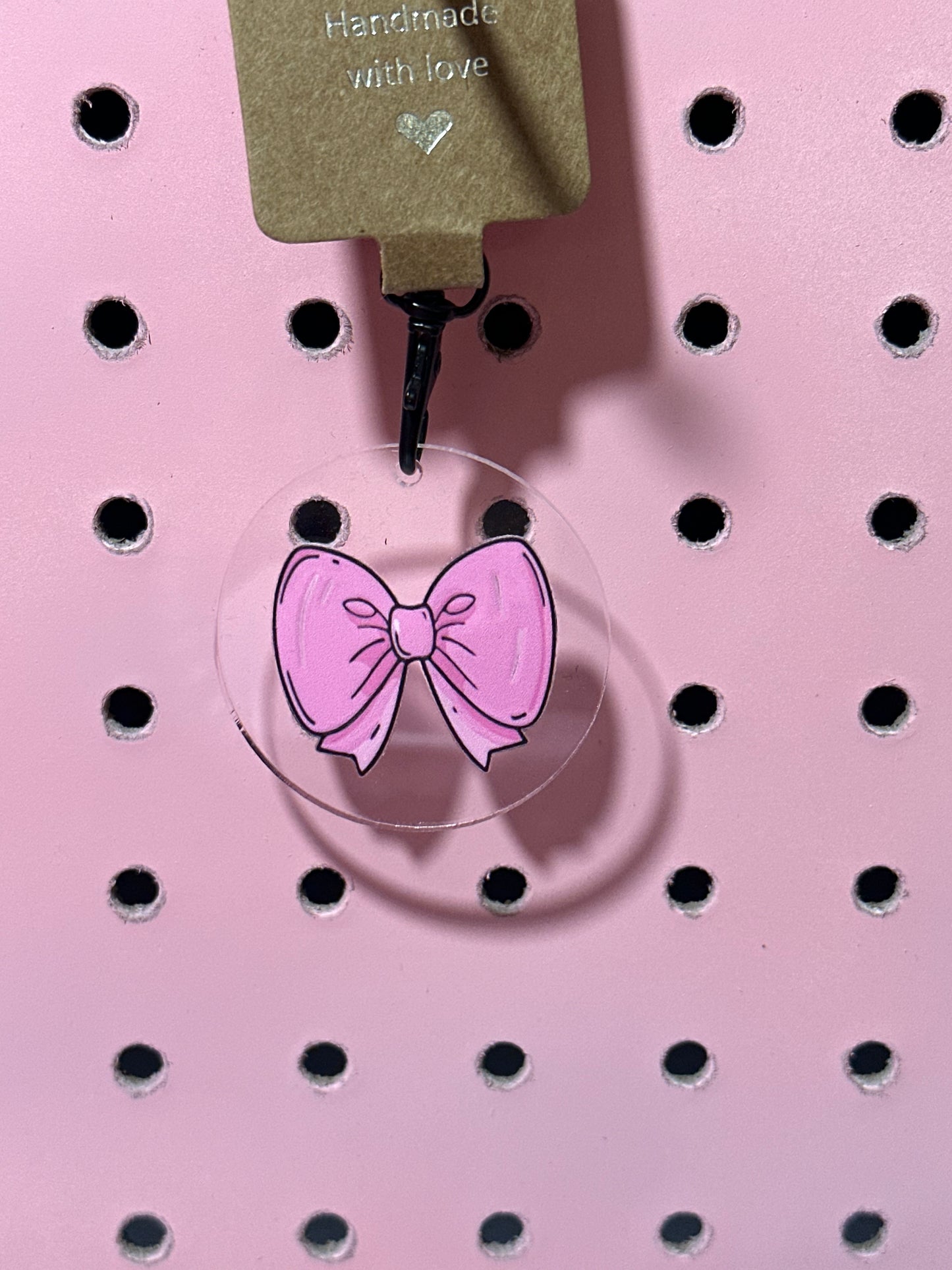 Coquette Bow Acrylic Keychain, Pink
