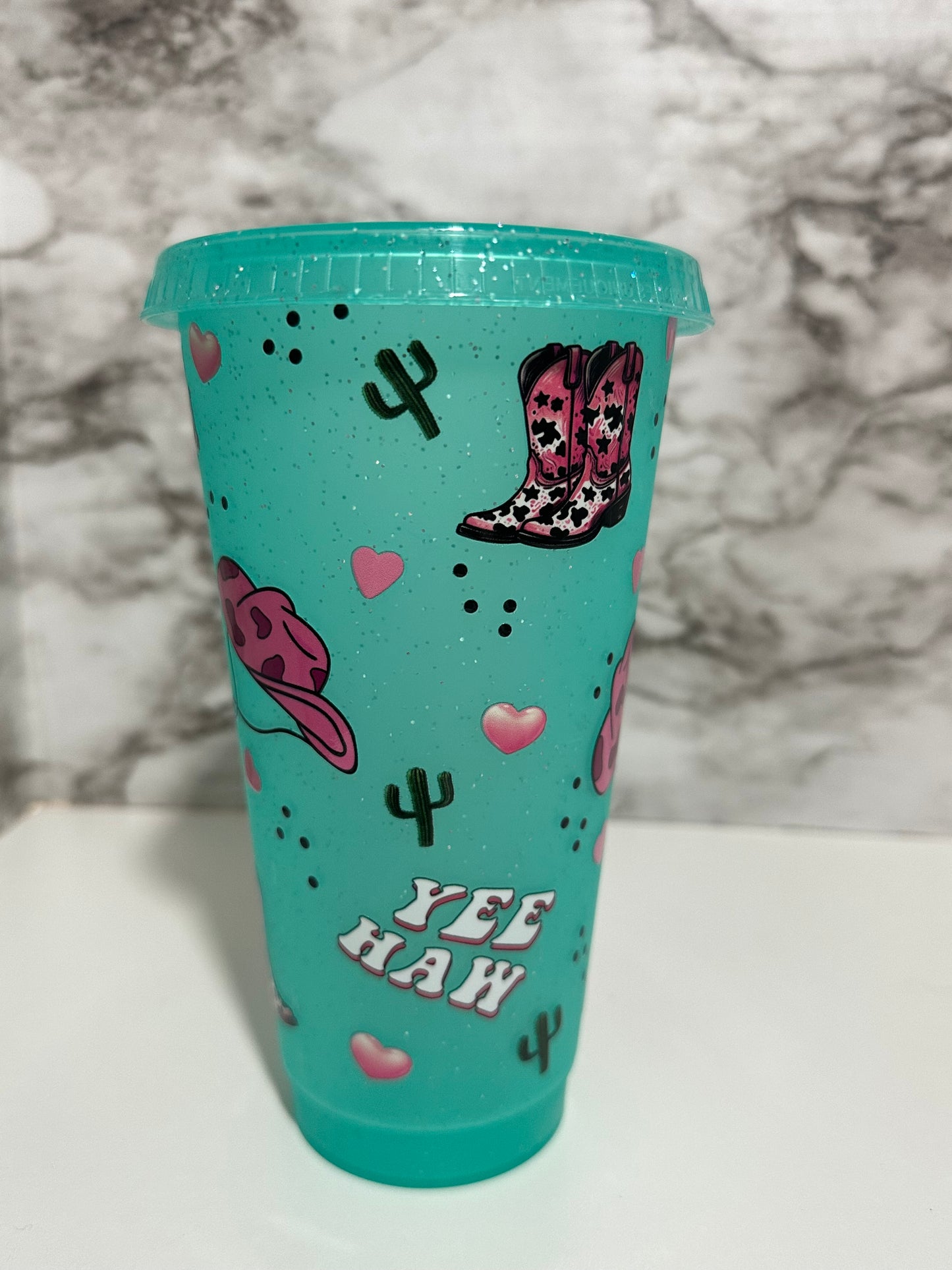 YeeHaw, Teal Cup w Straw