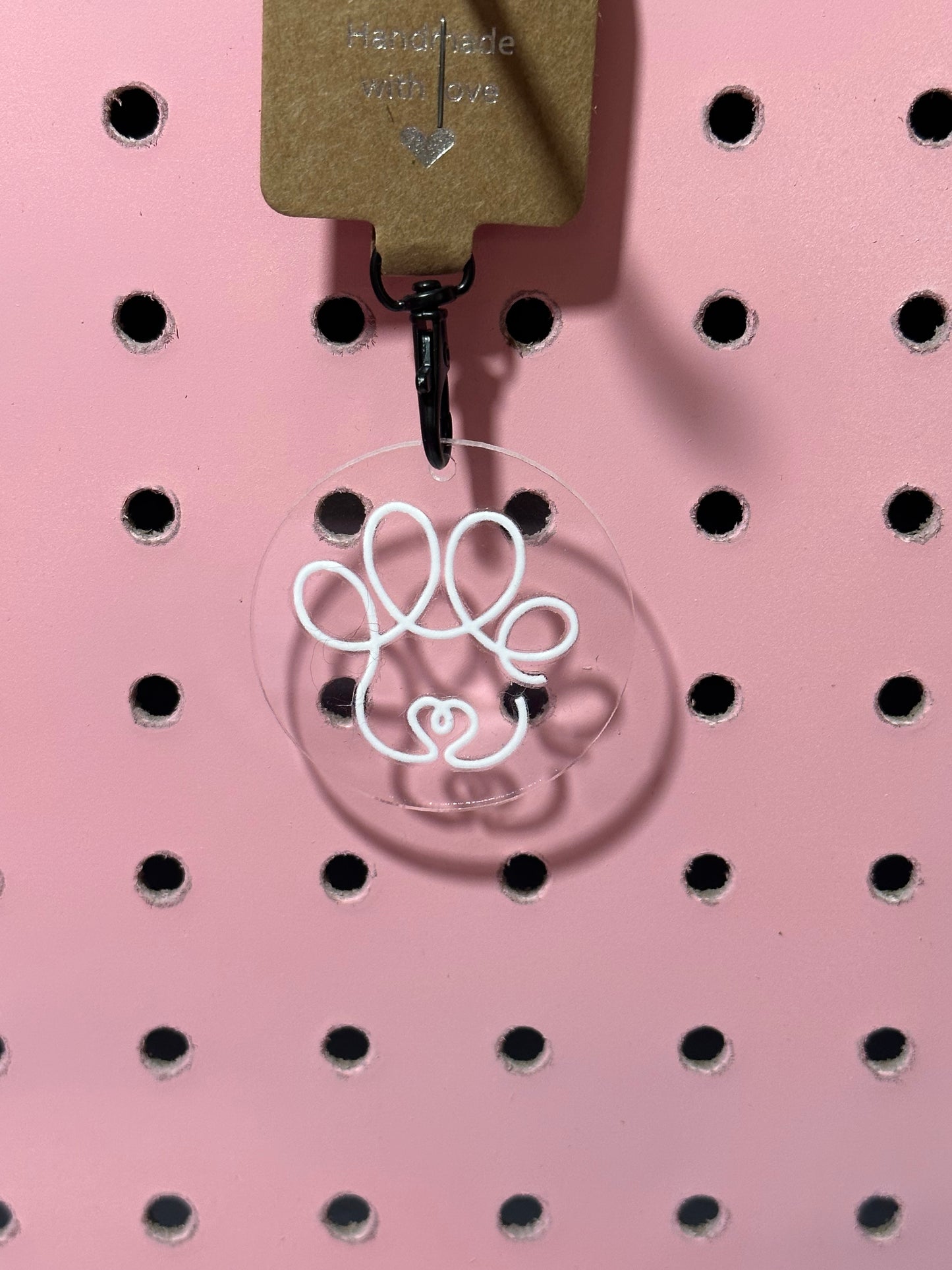 Paw Print Acrylic Keychain, White