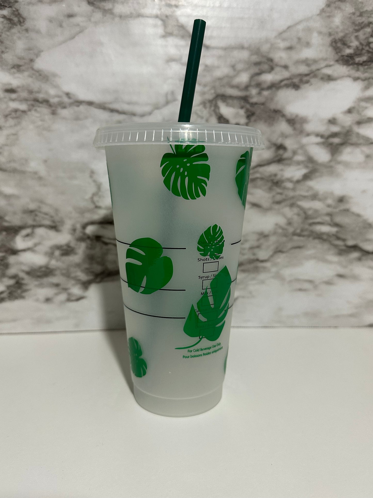 Monstera Leaf Cup w Straw