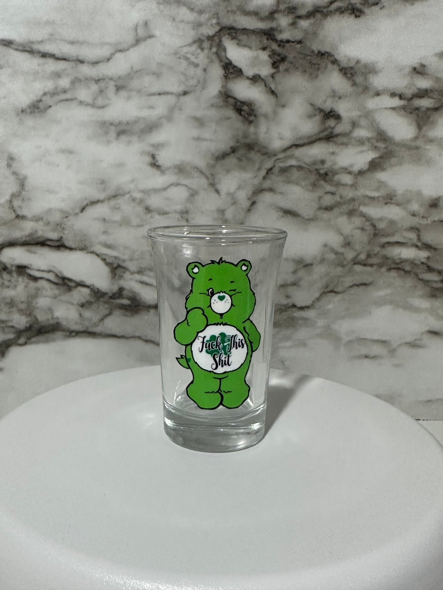 Carebear Shot Glass, F*ck This Green