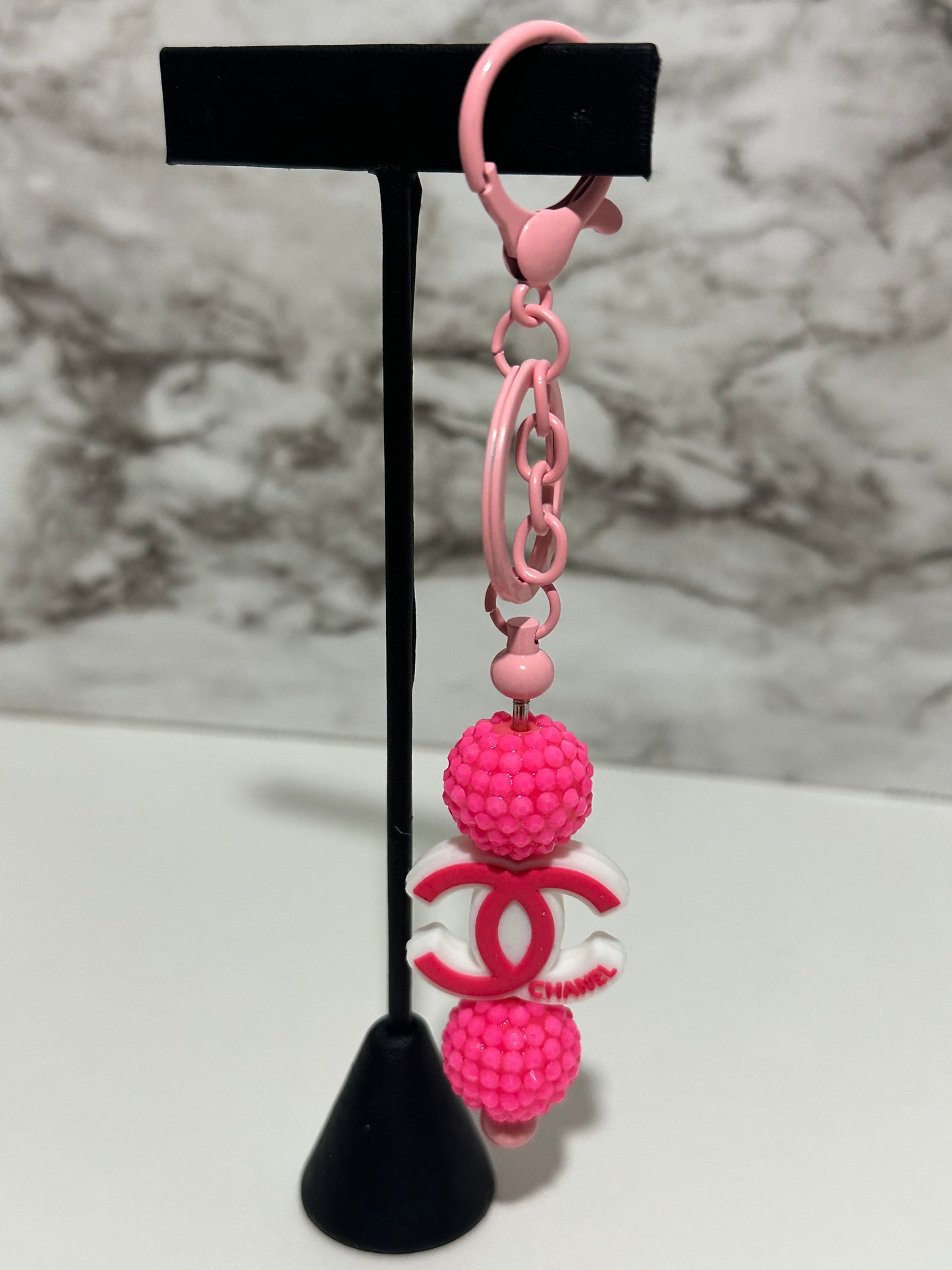 Luxury CC Keychain, Hot Pink