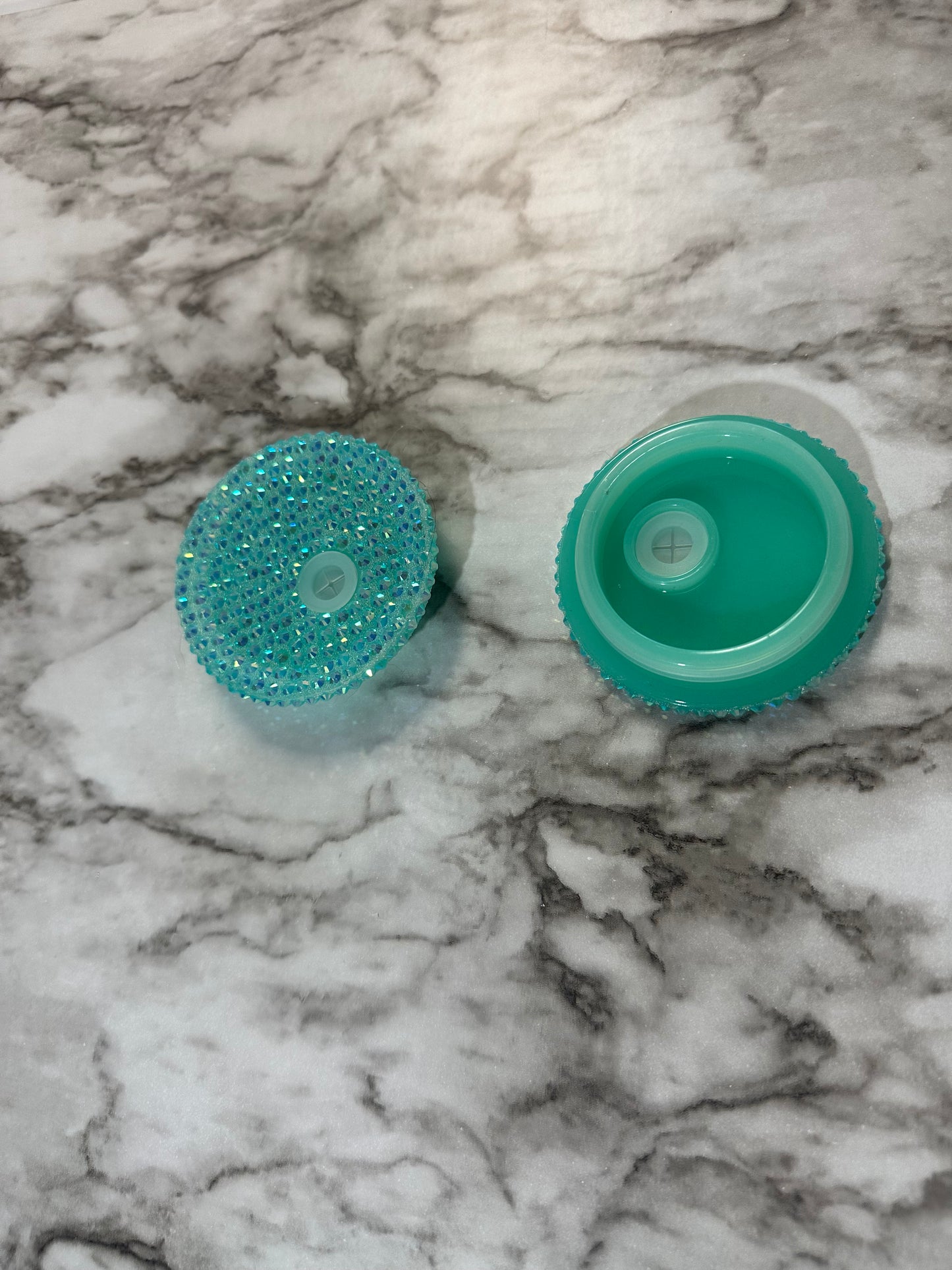 Rhinestone Libbey Lid, Teal