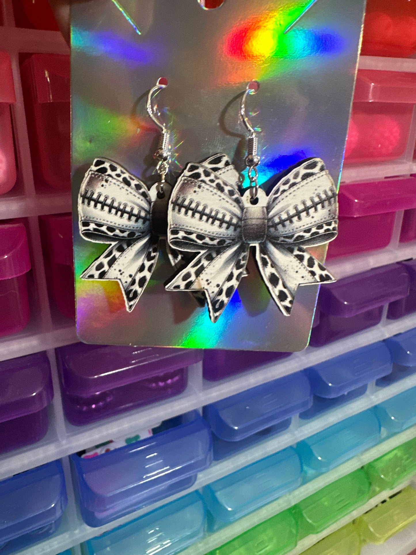 Baseball bow earrings