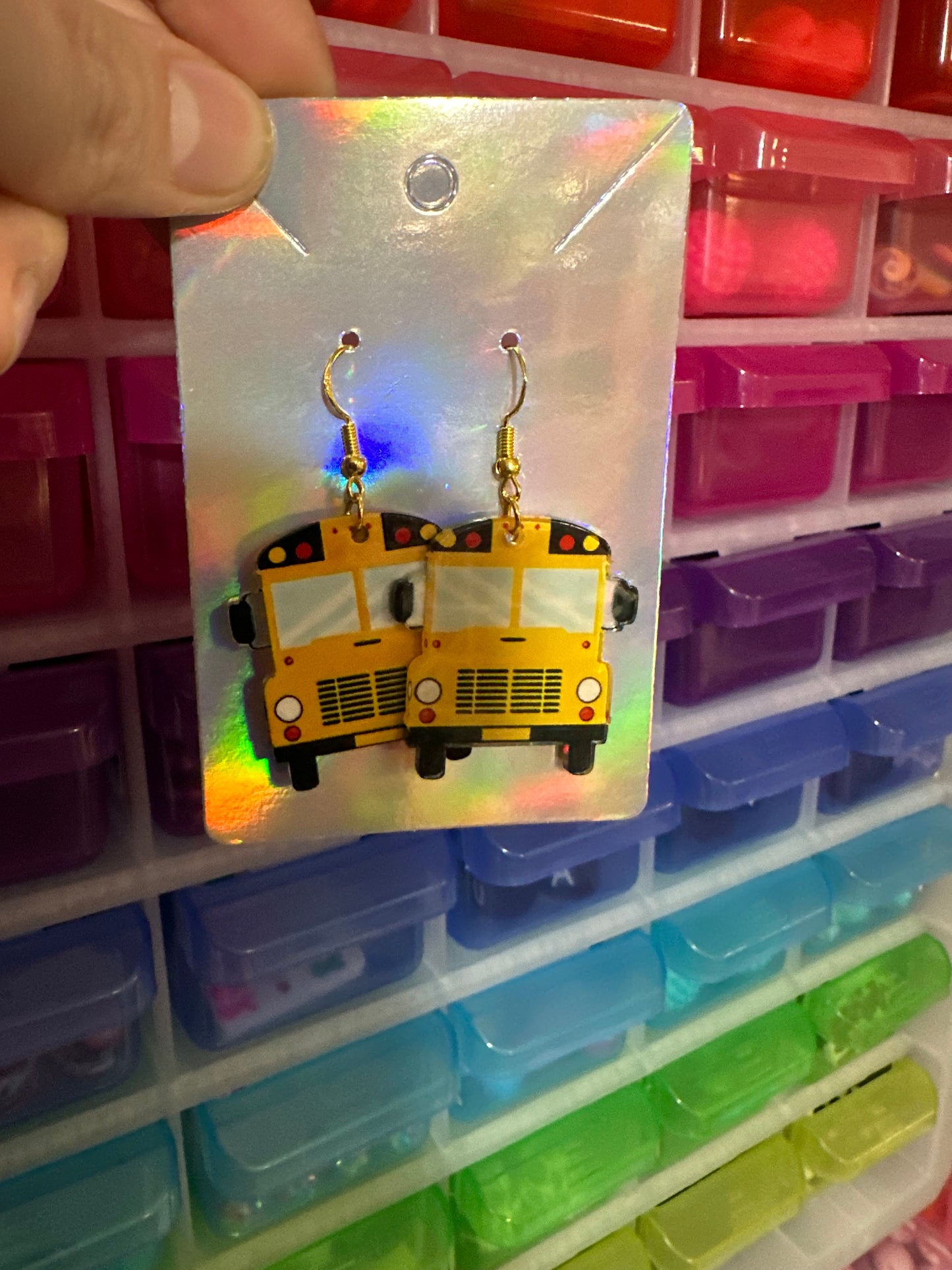 School bus earrings