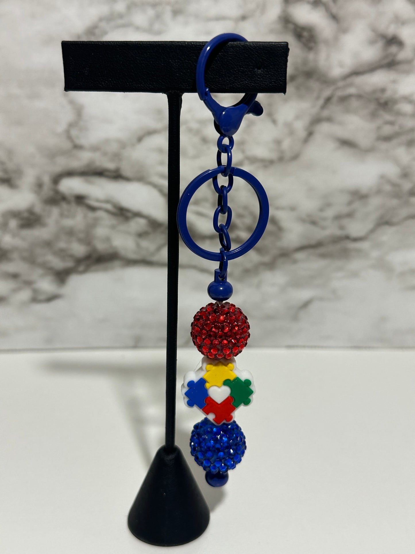 Autism Awareness Bedazzled Keychain