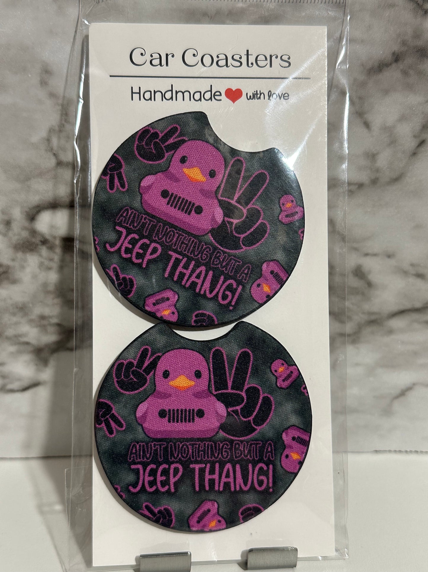 Jeep Thang Car Coasters, Pink Duck