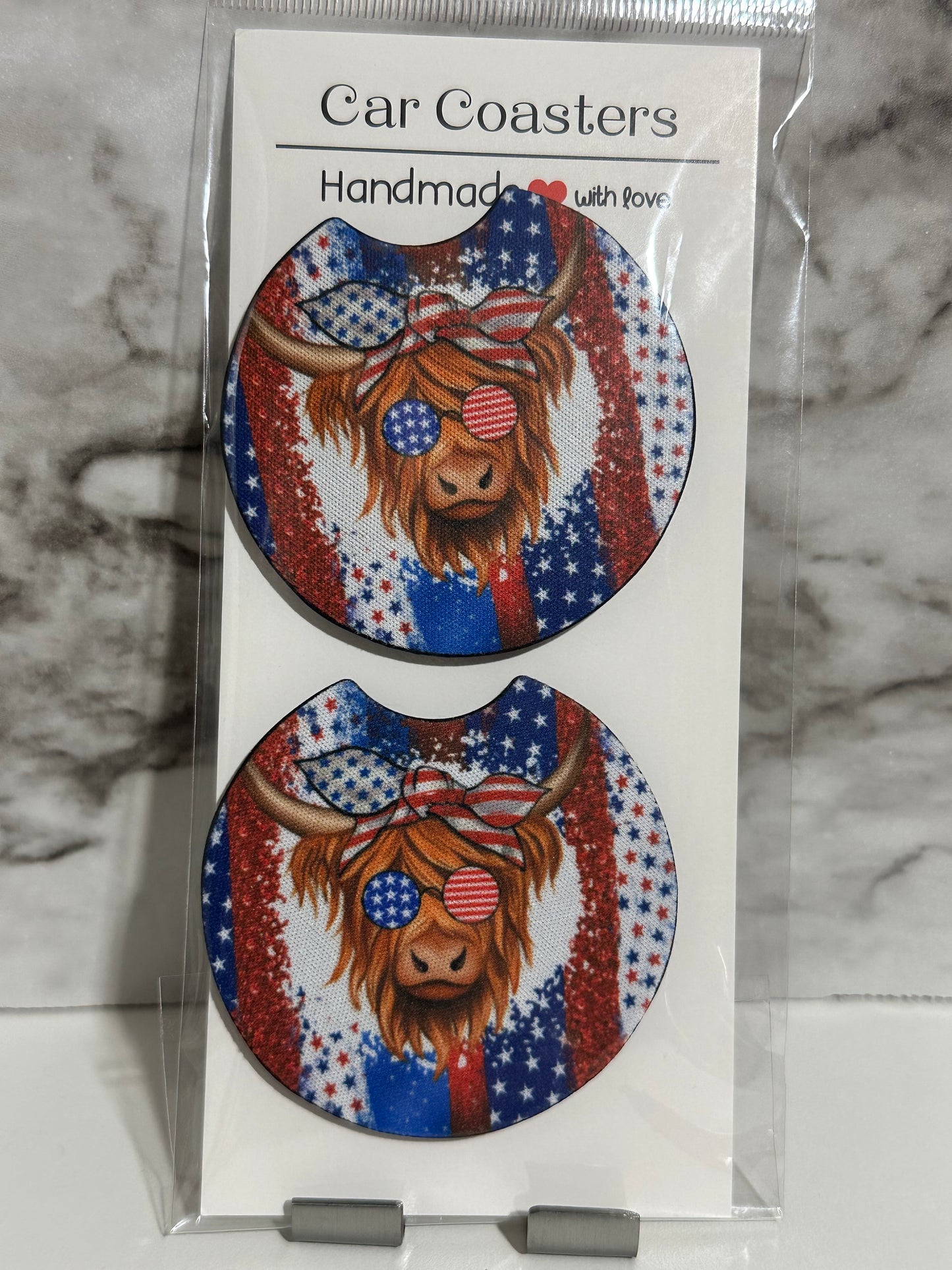 American Highland Cow Car Coasters