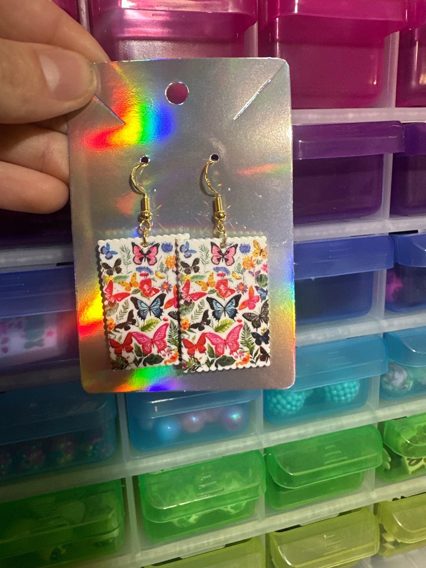 Butterfly square earrings