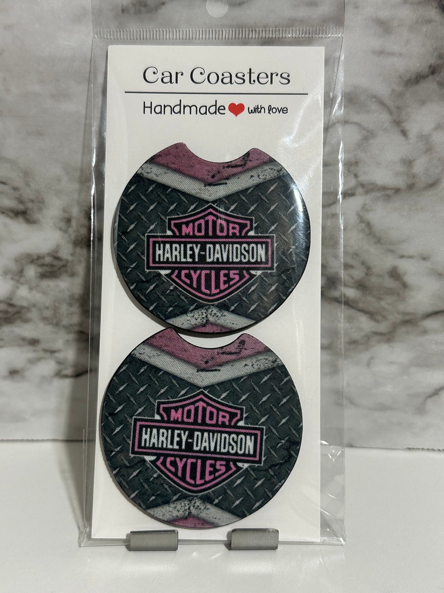 Harley Cycles Car Coasters, Pink