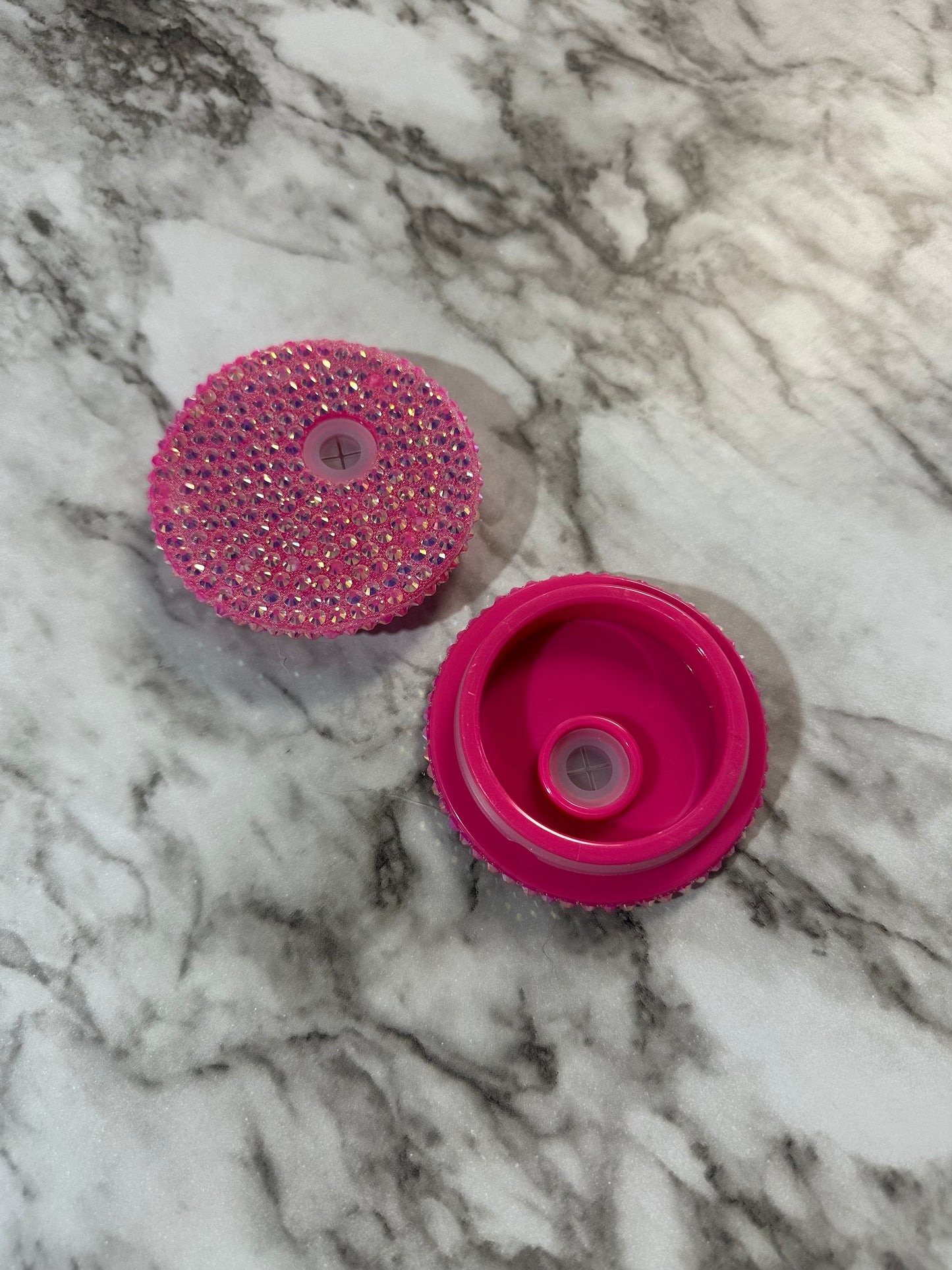 Rhinestone Libbey Lid, Hot Pink