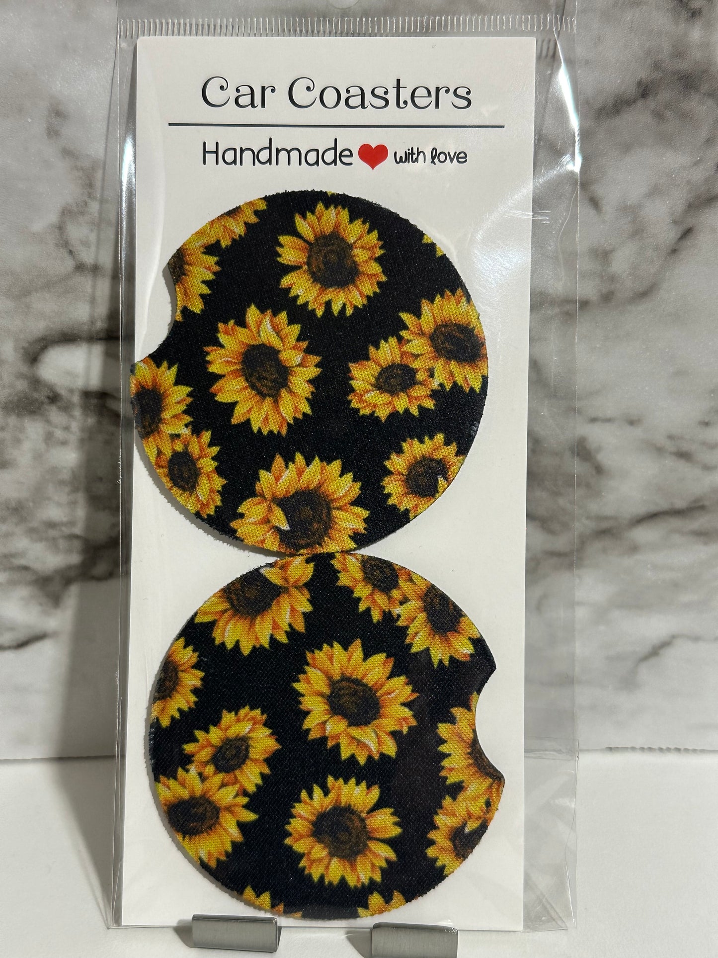 Sunflower Car Coasters, Black