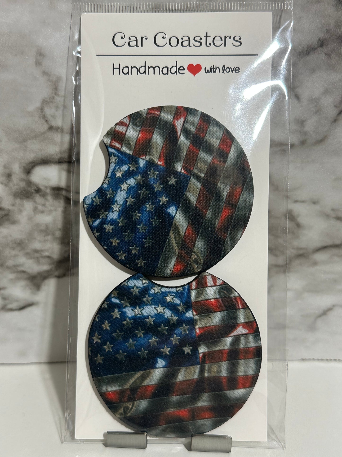 Distressed American Flag Car Coasters