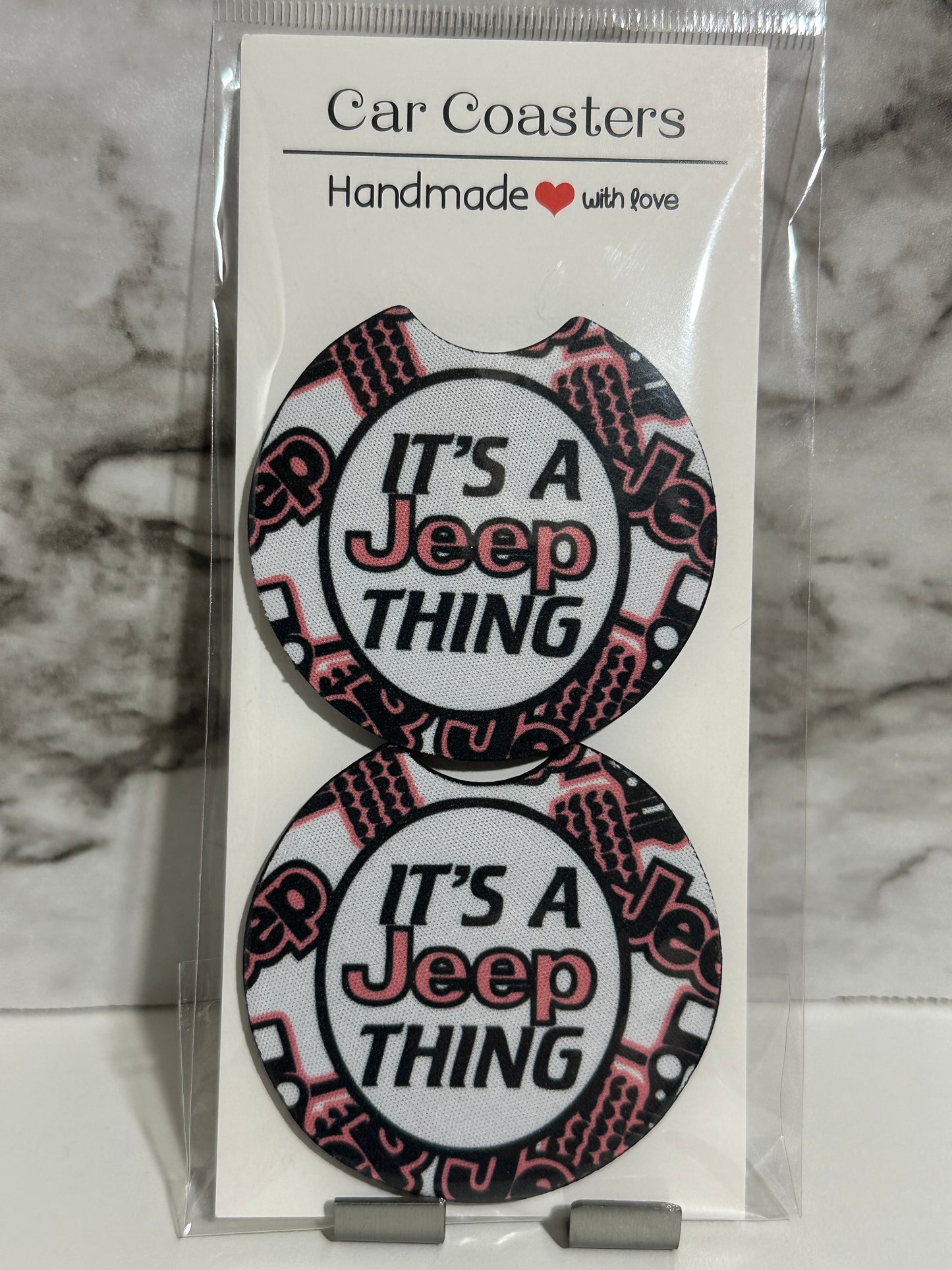 Jeep Thing Car Coasters, Pink
