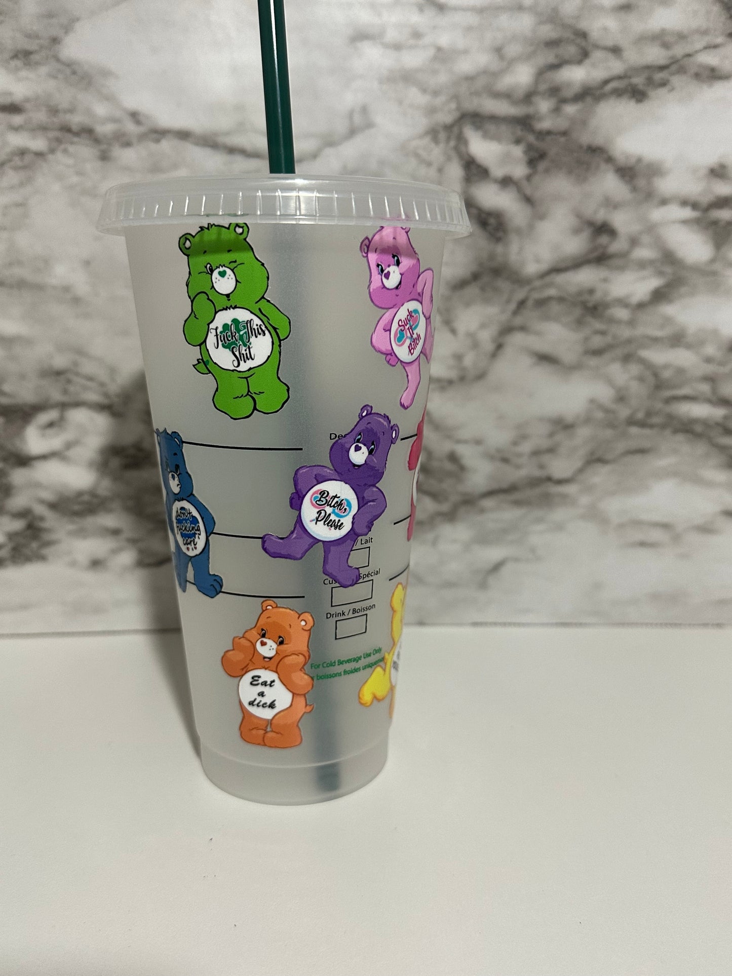 Swear Bears, Care Bears Cup w Straw