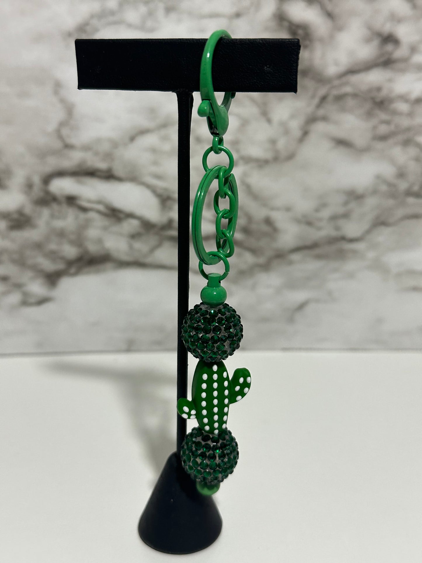 Bedazzled Cactus Keychain