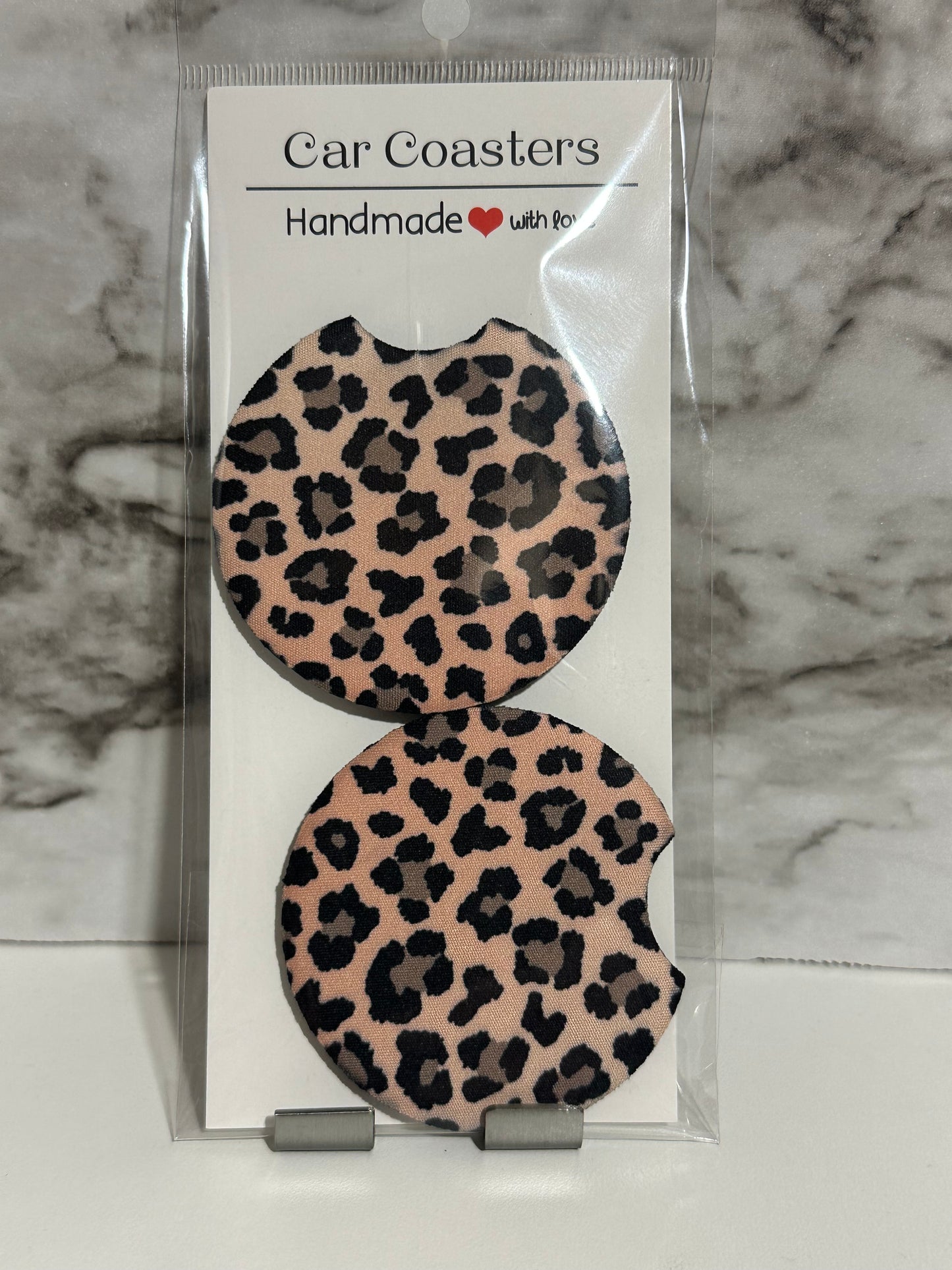 Leopard Car Coasters, Tan