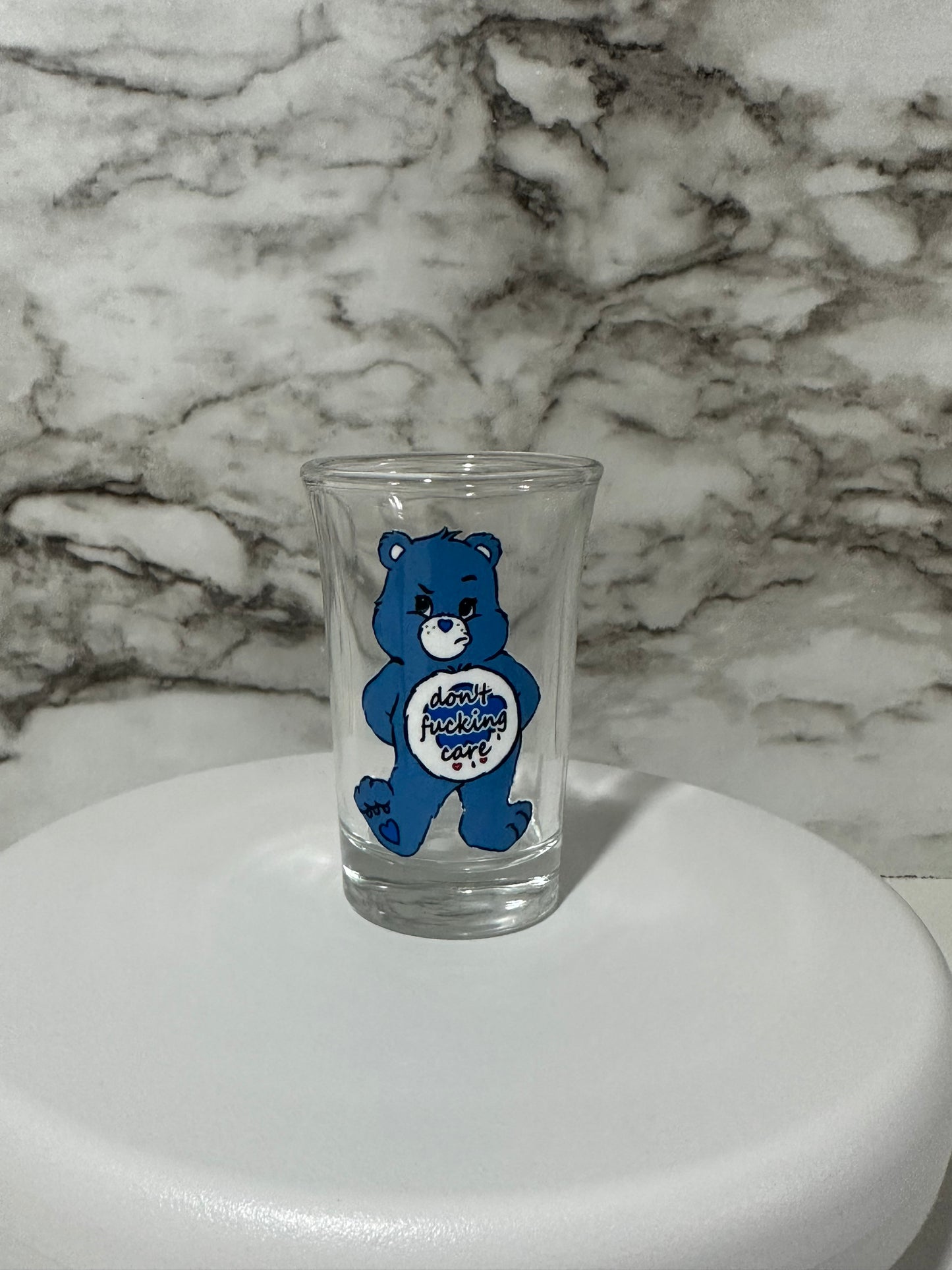 Carebear Shot Glass, Dont Care Blue