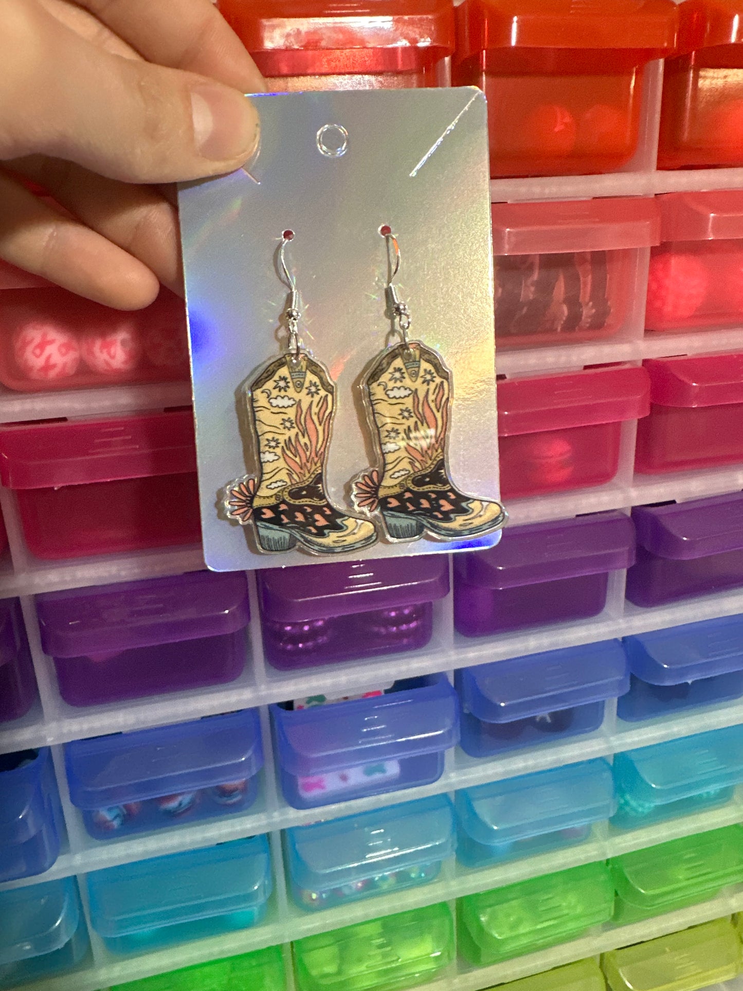 Western boot earrings