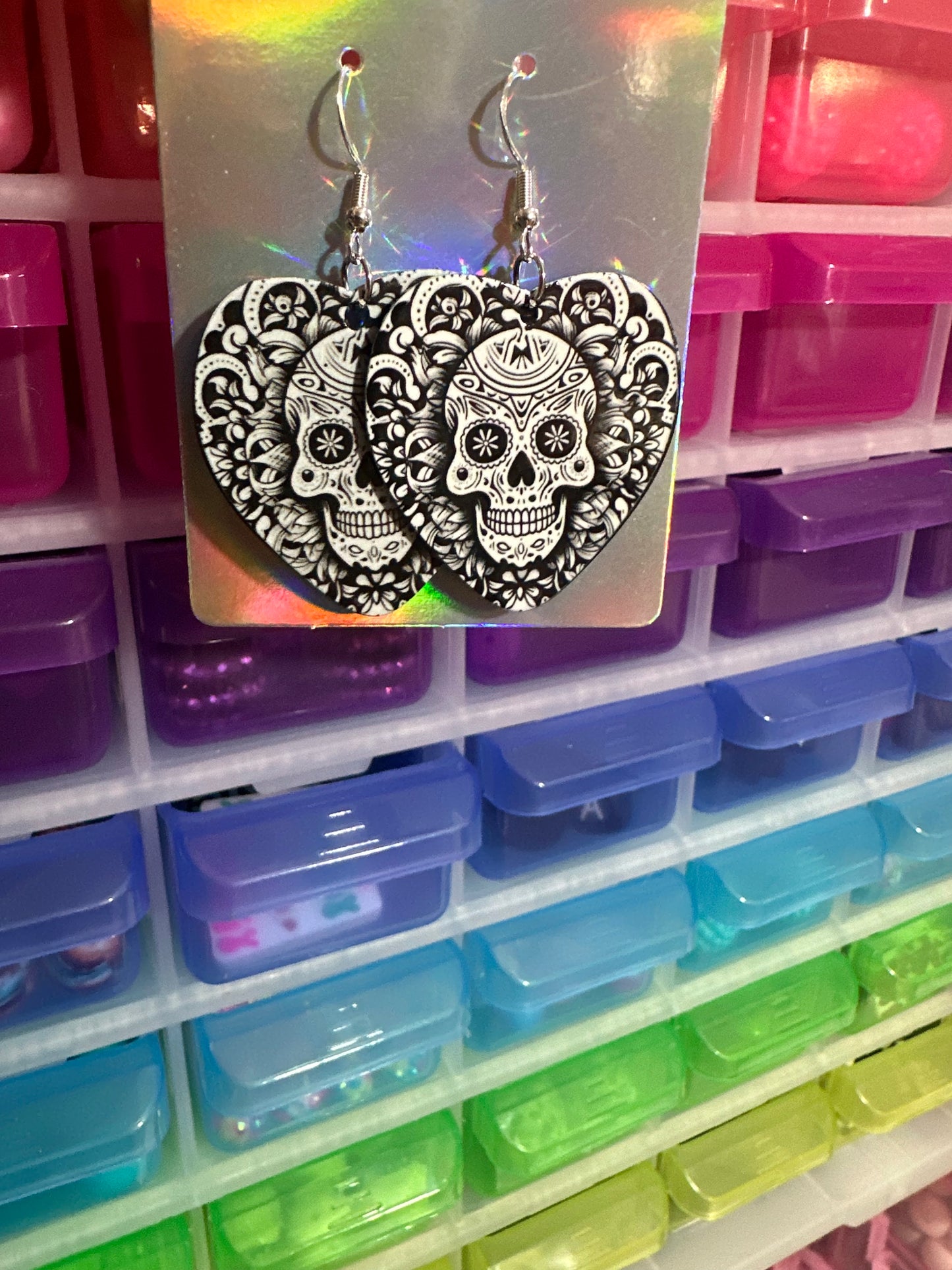 Sugar Skull Heart Earrings