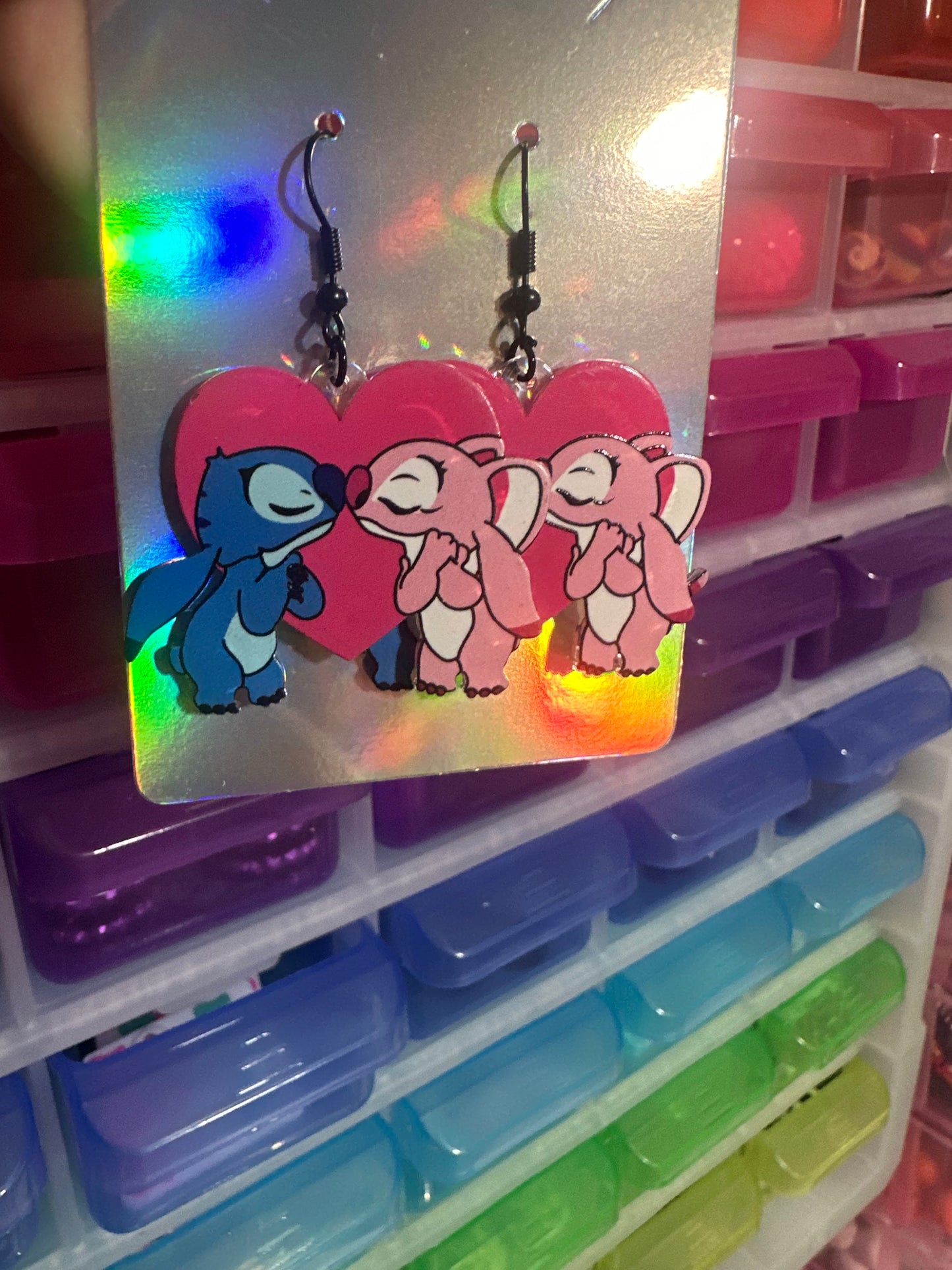 Stitch and Angel Love Earrings