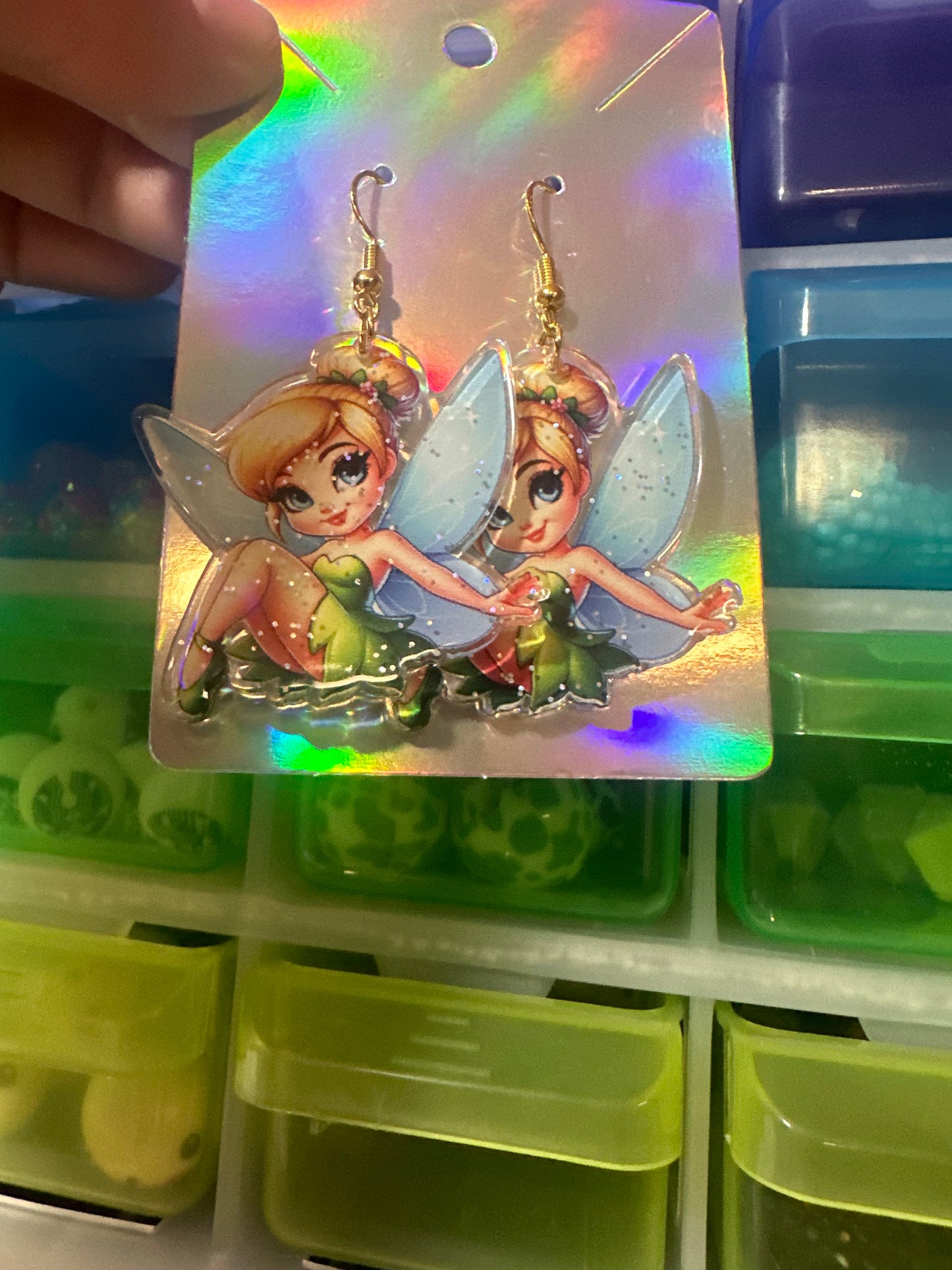 Tinkerbell glitter earrings
