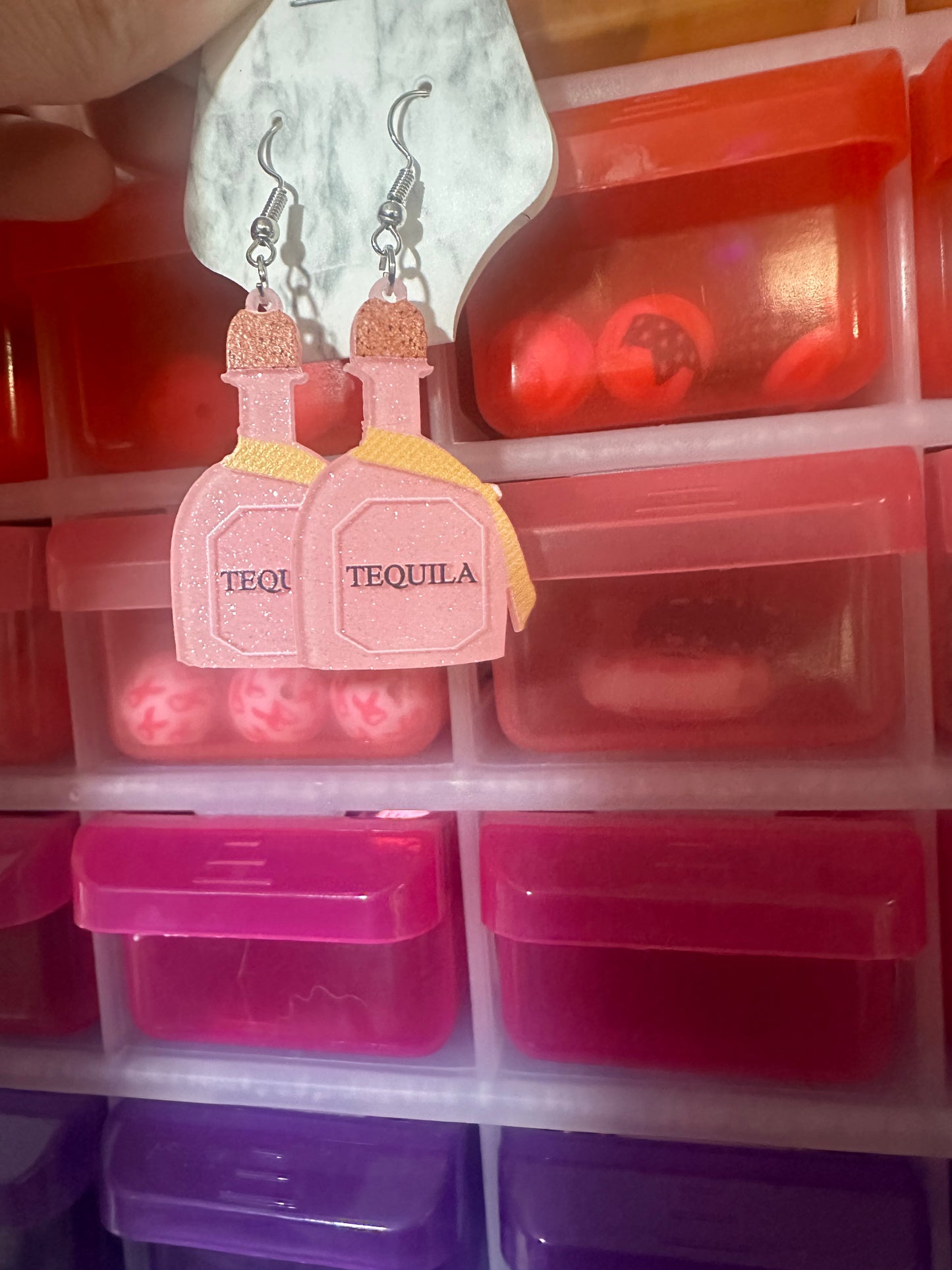 Pink tequila earrings