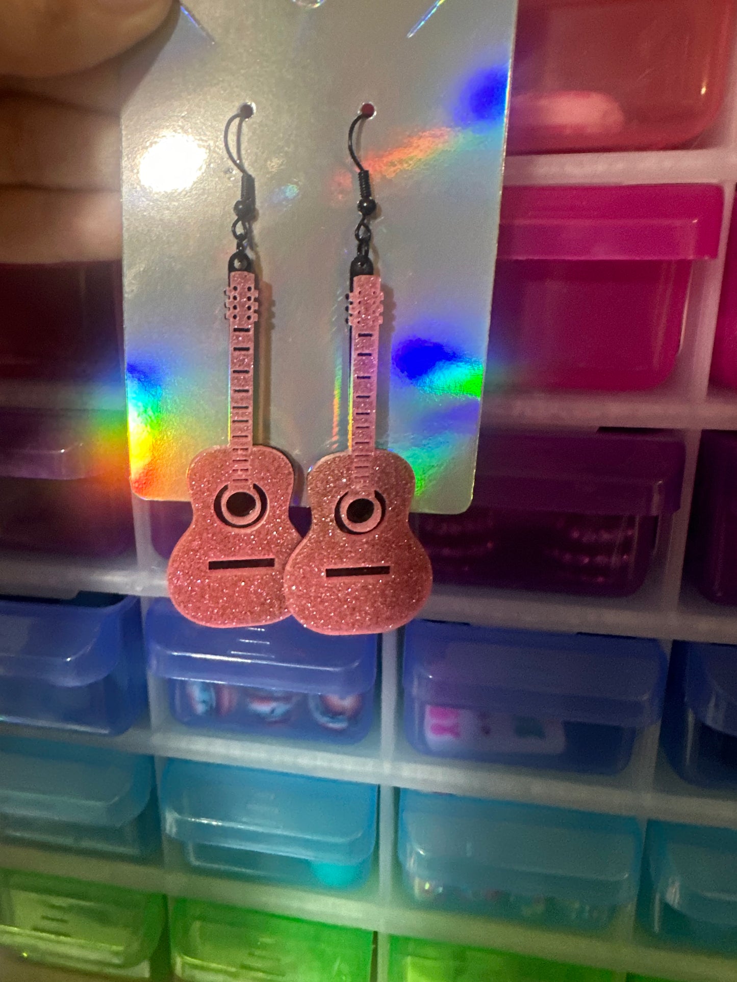 Pink glitter guitars