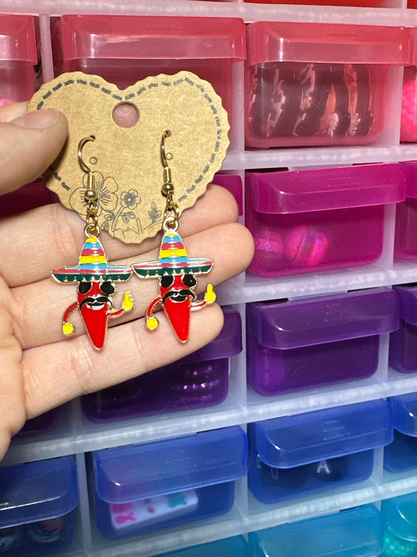 Cinco de Mayo chile small dangle earrings