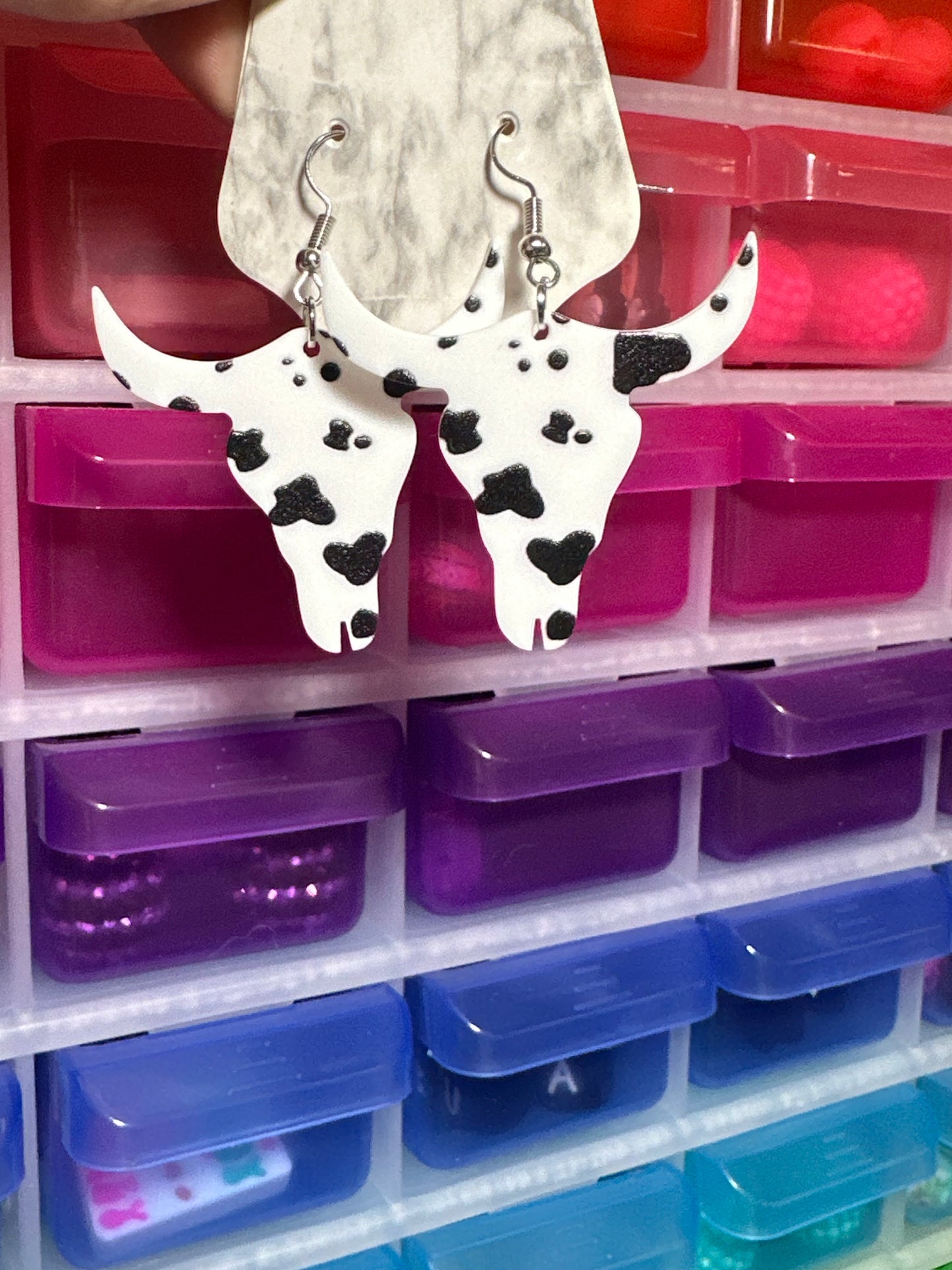 Cow print bull earrings