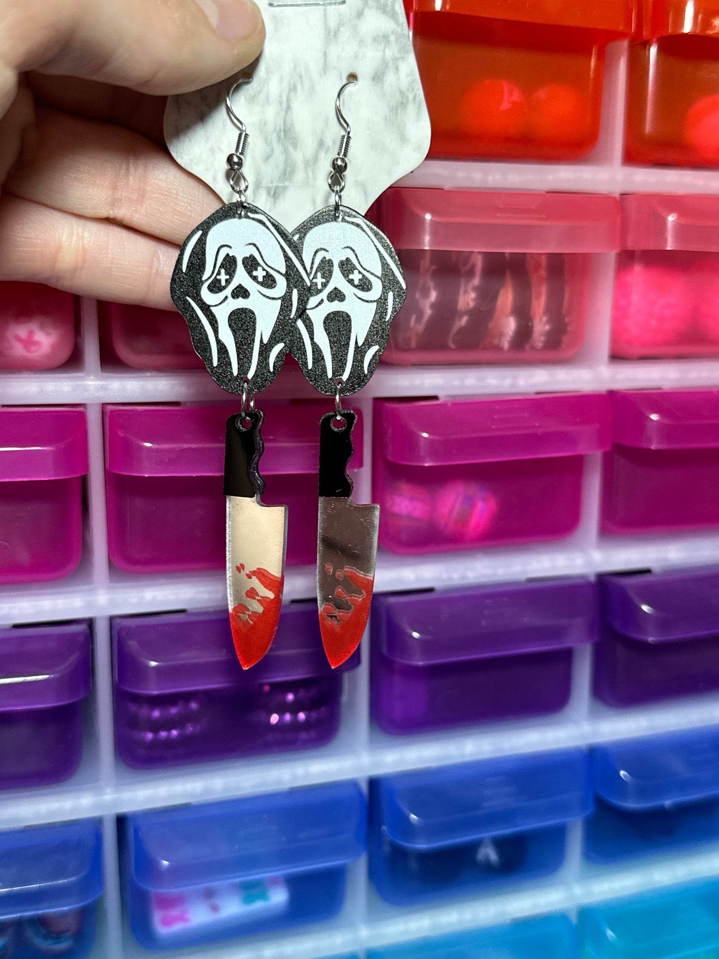 Ghostface knife earrings