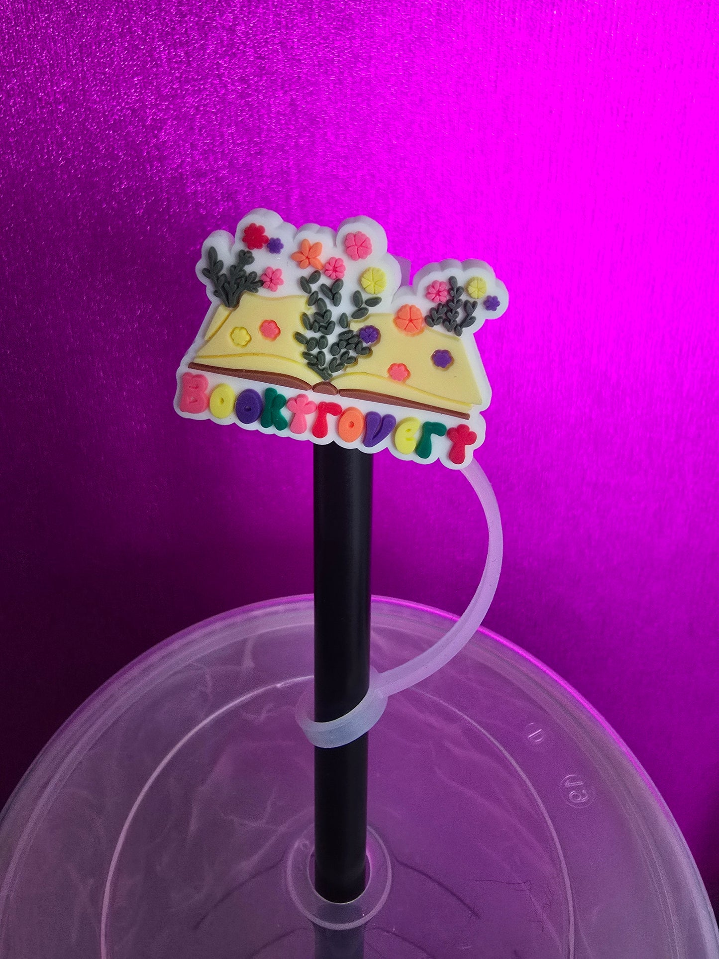 Booktrovert Floral Straw Topper
