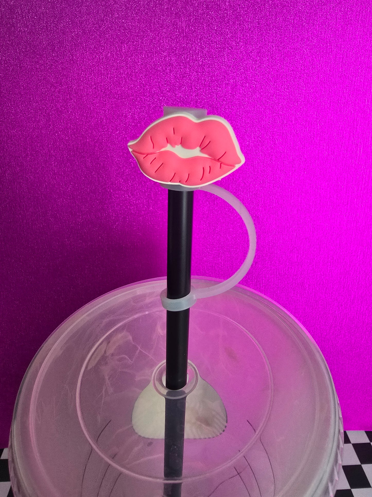 Lips Straw Topper, Pink