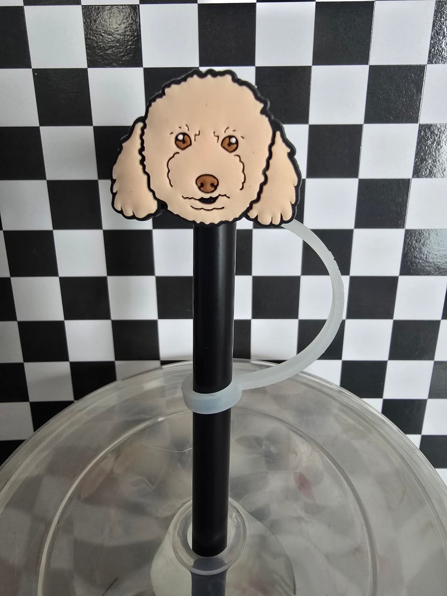 Golden Doodle Dog Straw Topper