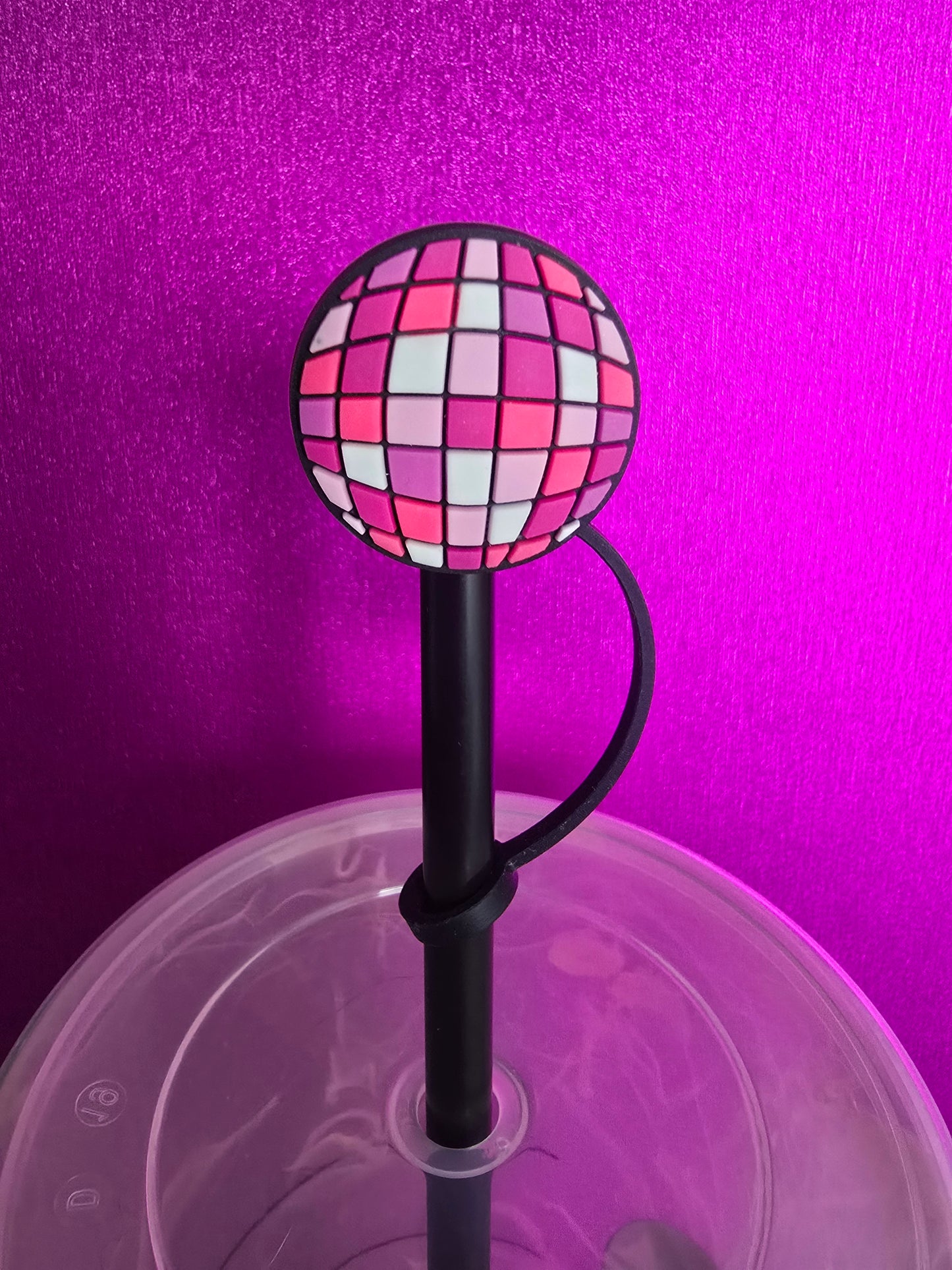 Disco Ball Straw Topper, Pink