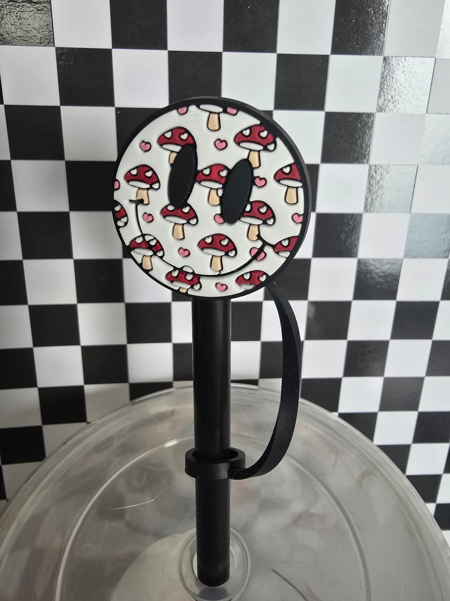 Smiley Face Straw Topper, Mushroom