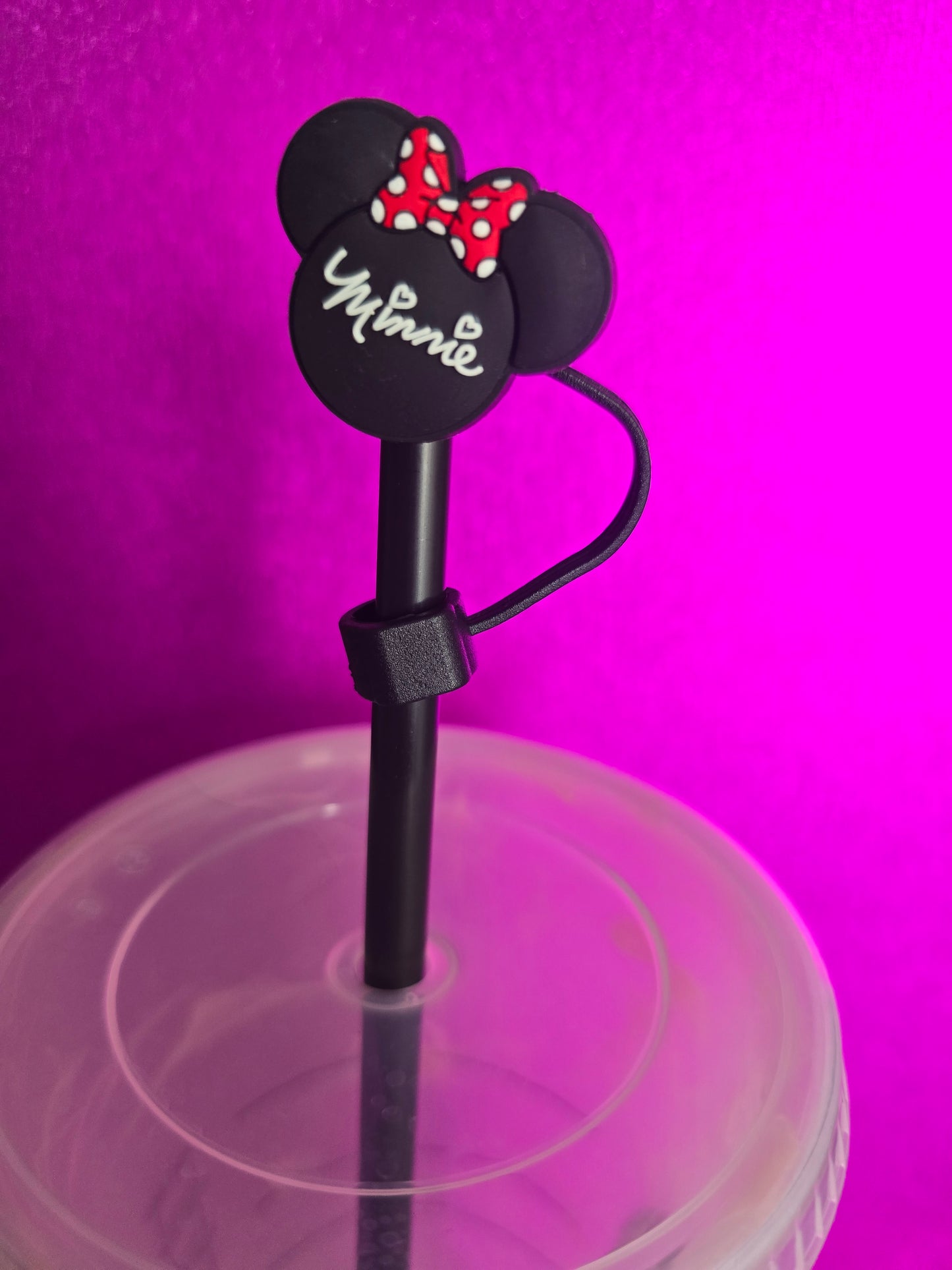 Mouse Ears Straw Topper, Minnie Logo