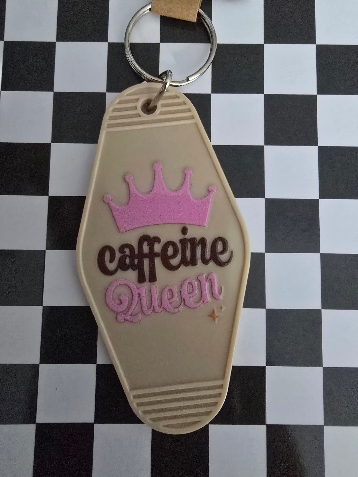 Caffeine Queen Motel Keychain