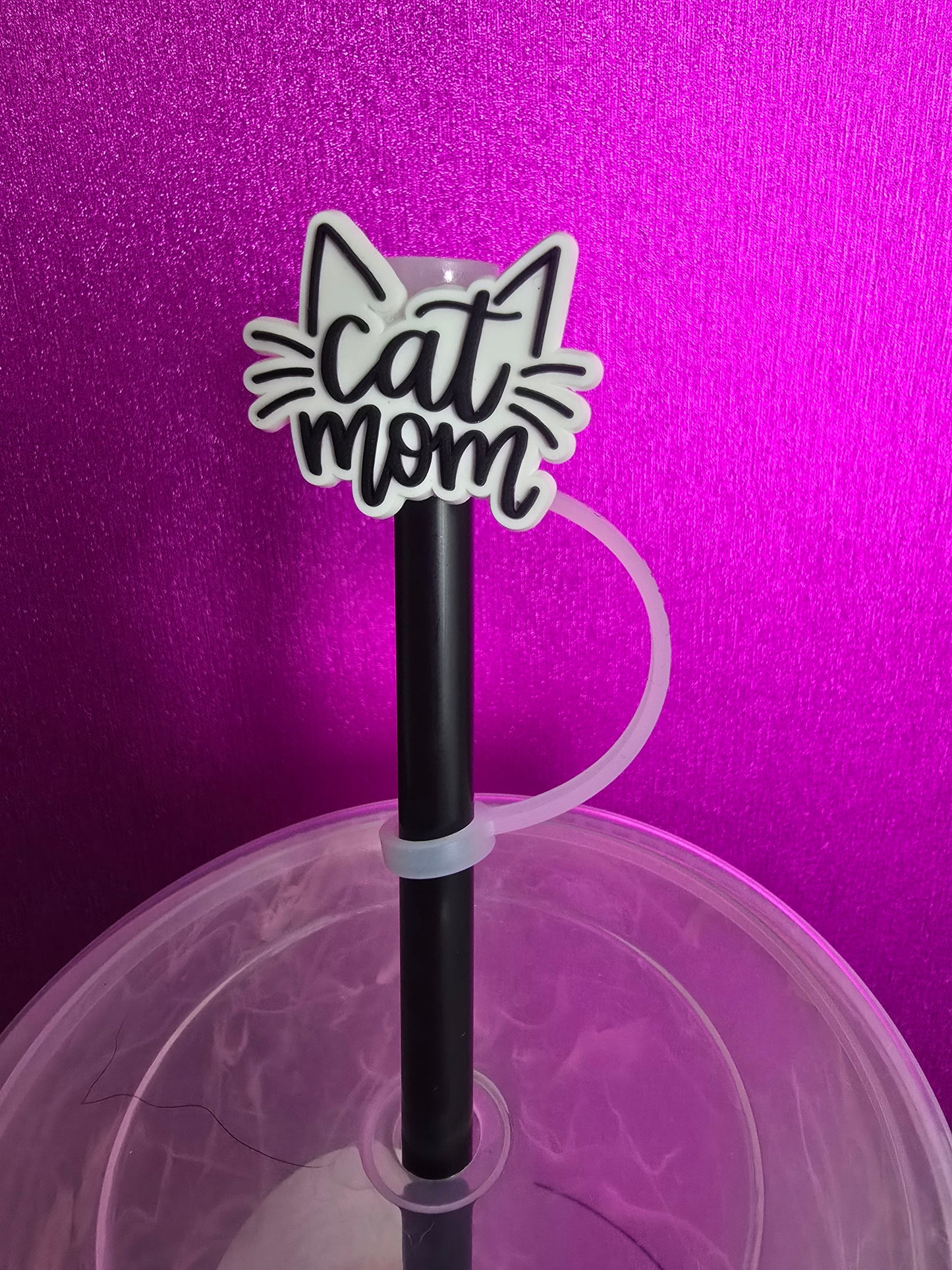 Cat Mom Whiskers Straw Topper