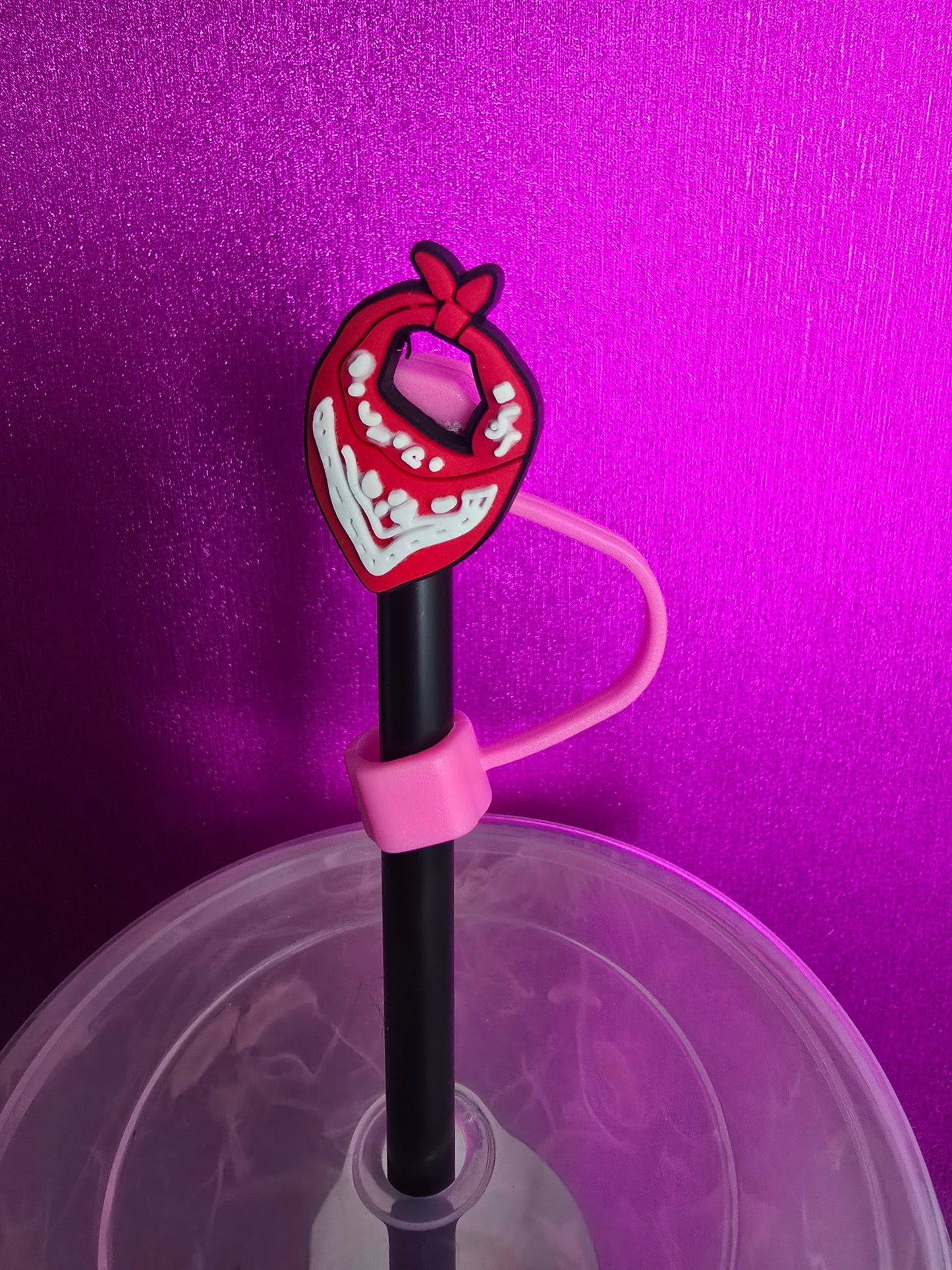 Red Bandana Straw Topper