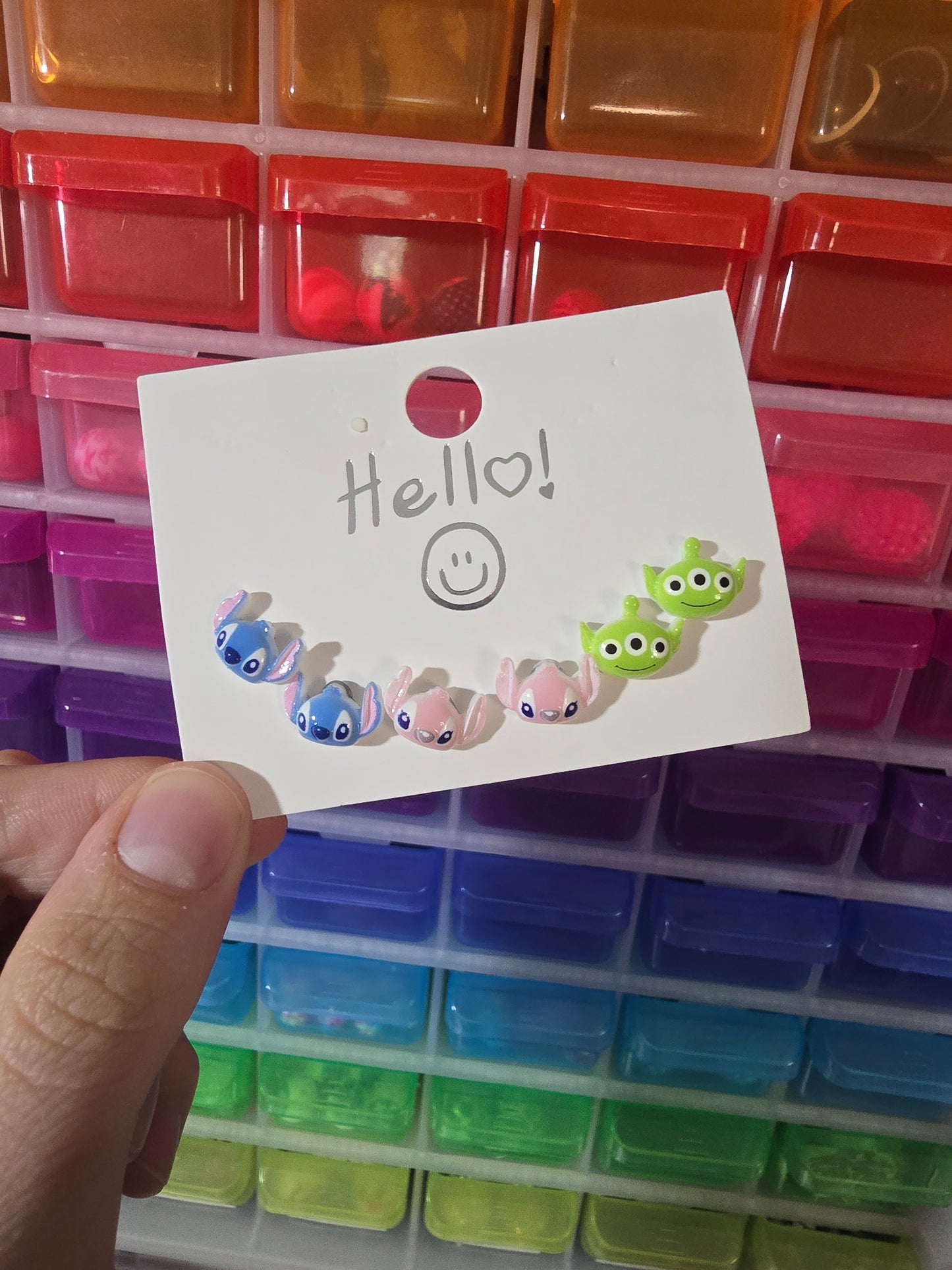 Stitch & Friends Acrylic Stud Earrings, Set of 3