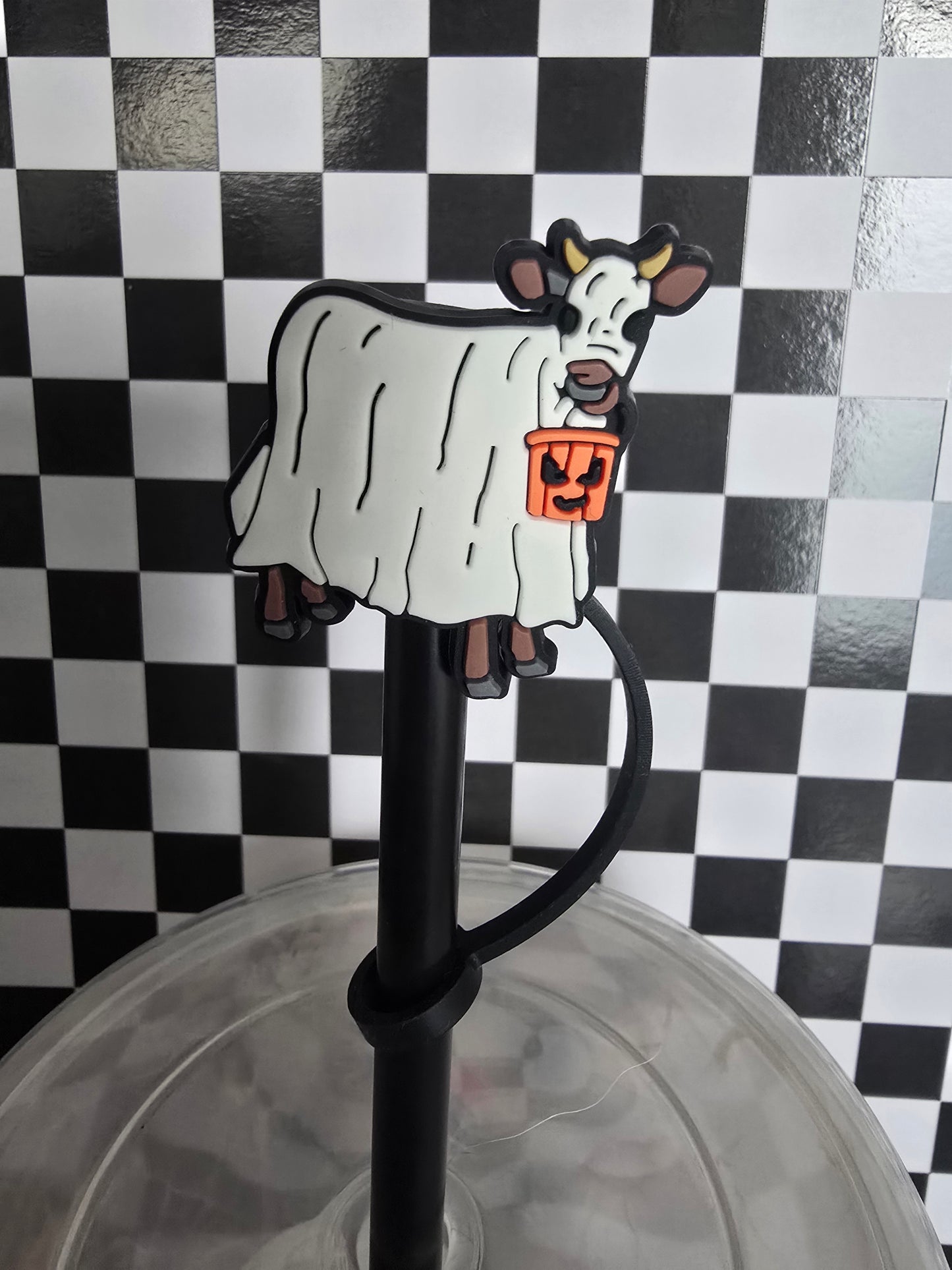 Trick or Treat Moo Straw Topper