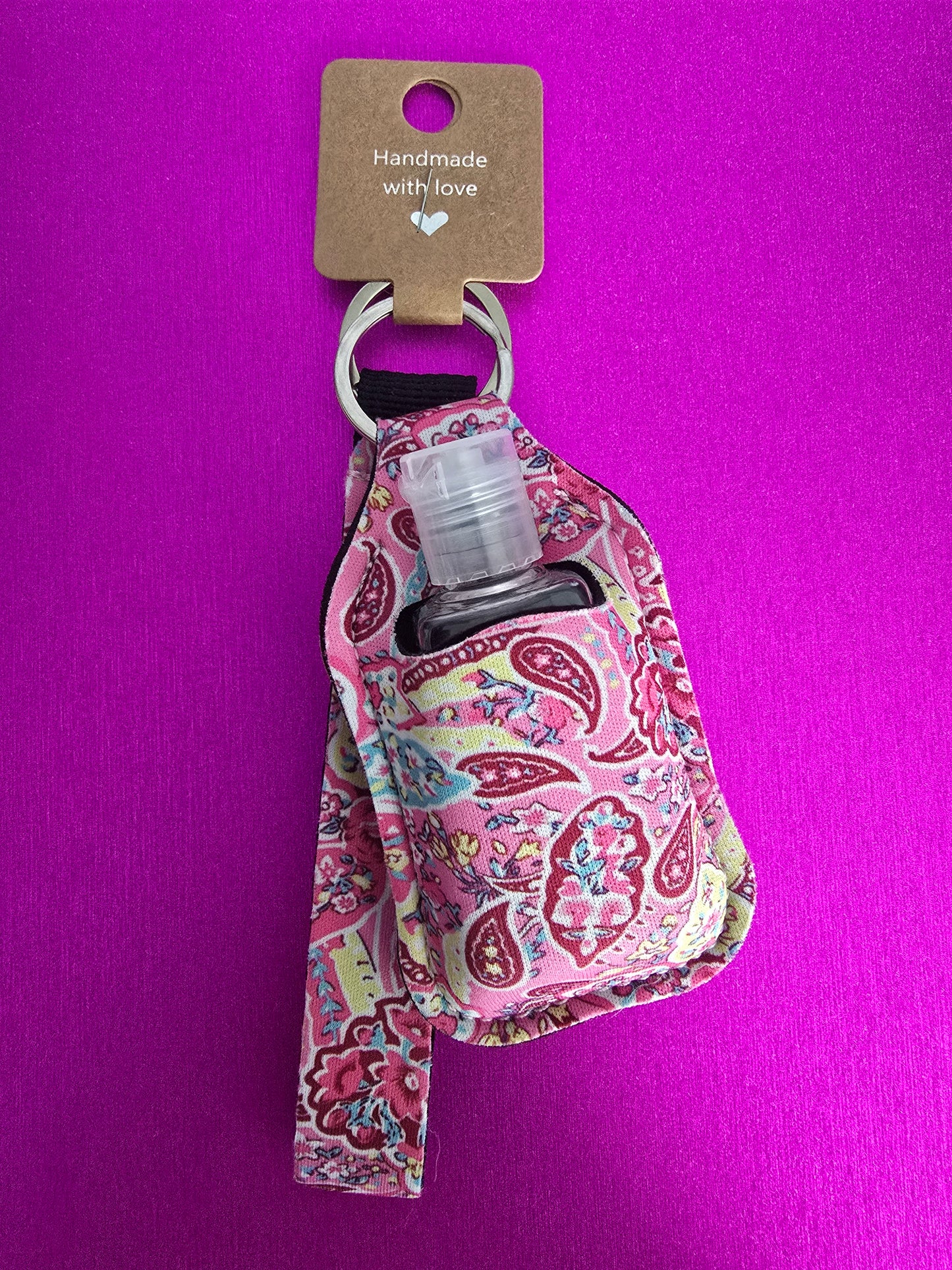 Pink Paisley Sanitizer Keychain Set