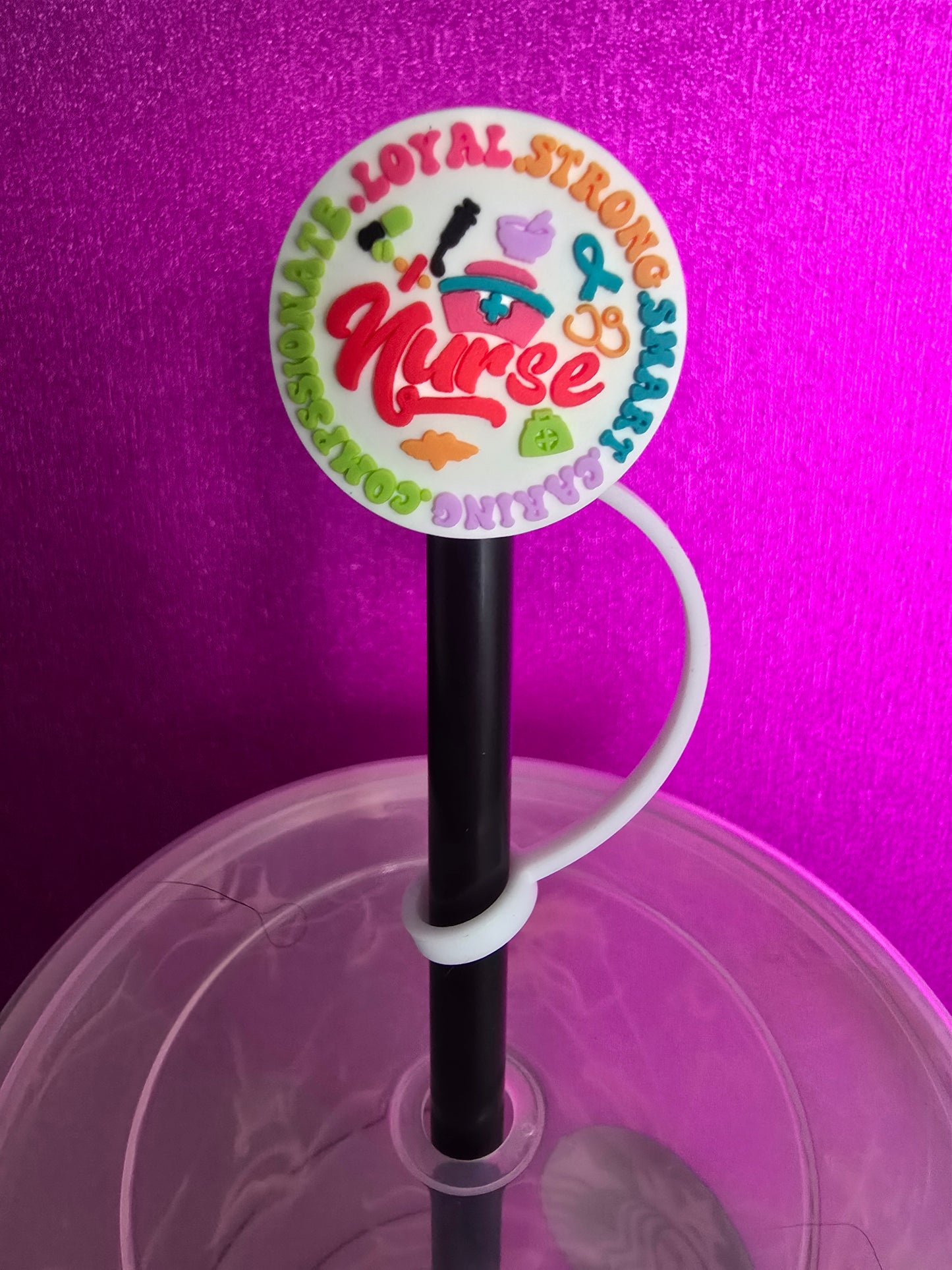 Nurse Circle Straw Topper, Colorful