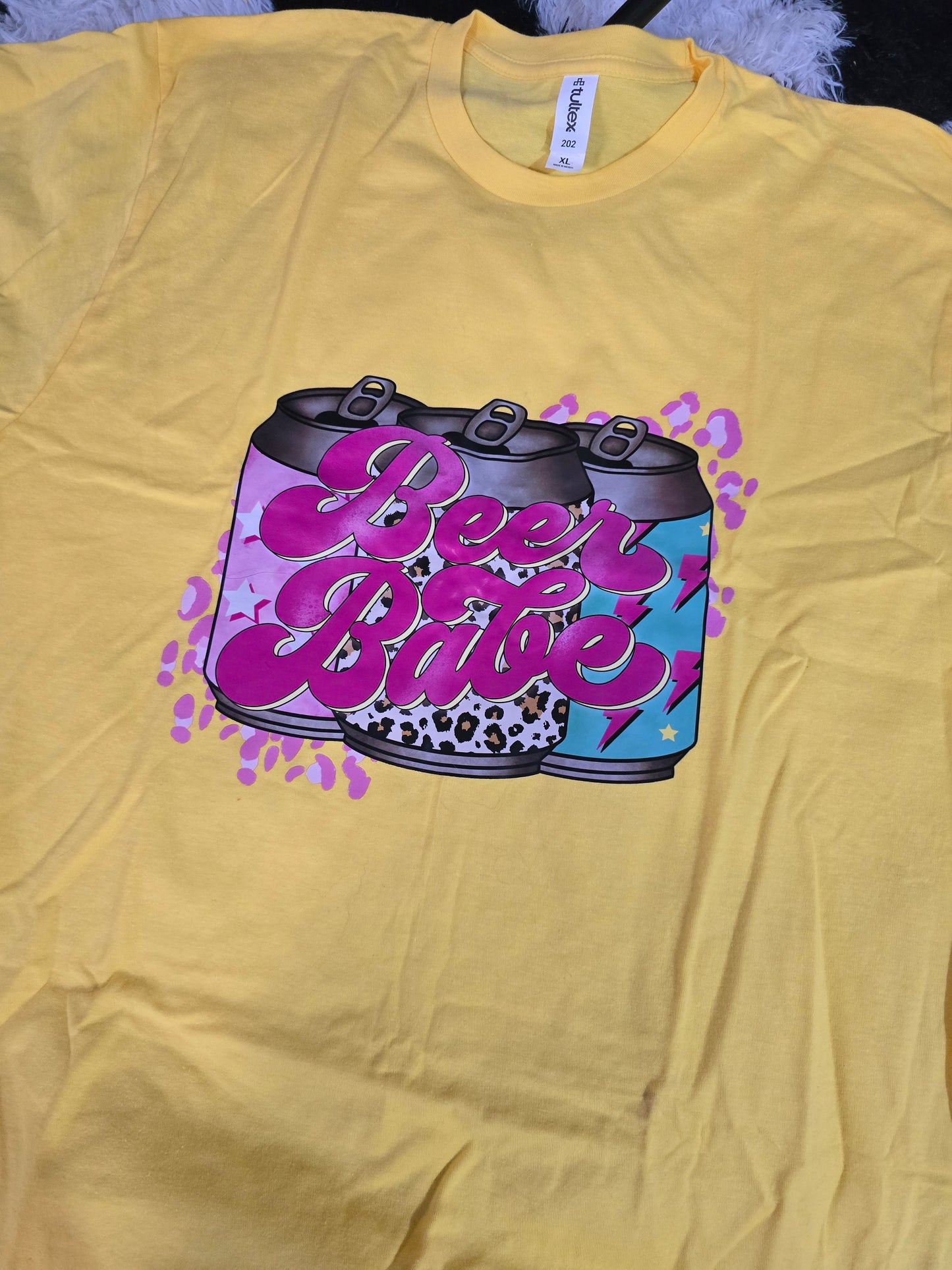 Beer Babe Can Tee, Yellow