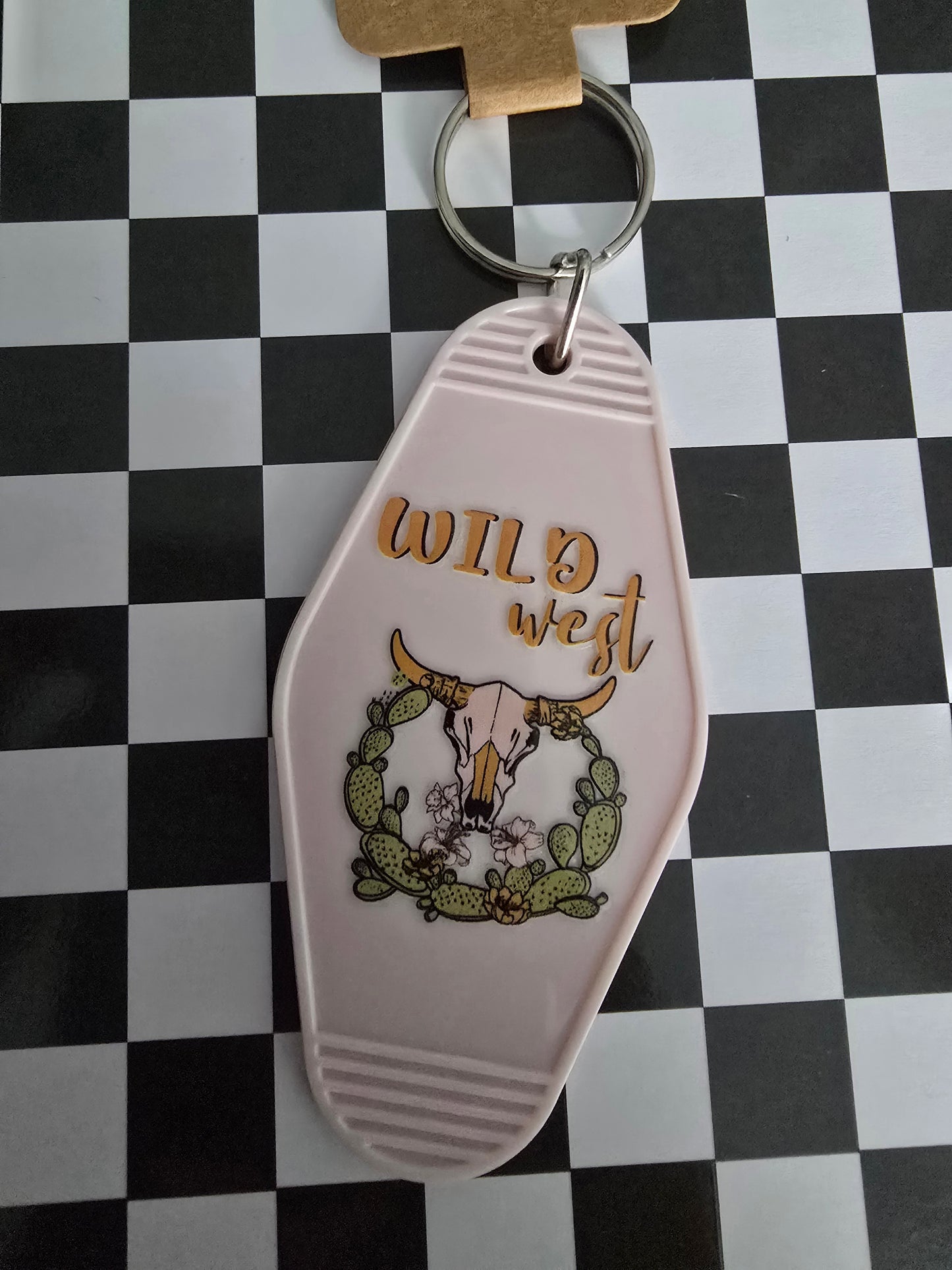 Wild West Motel Keychain, Light Pink