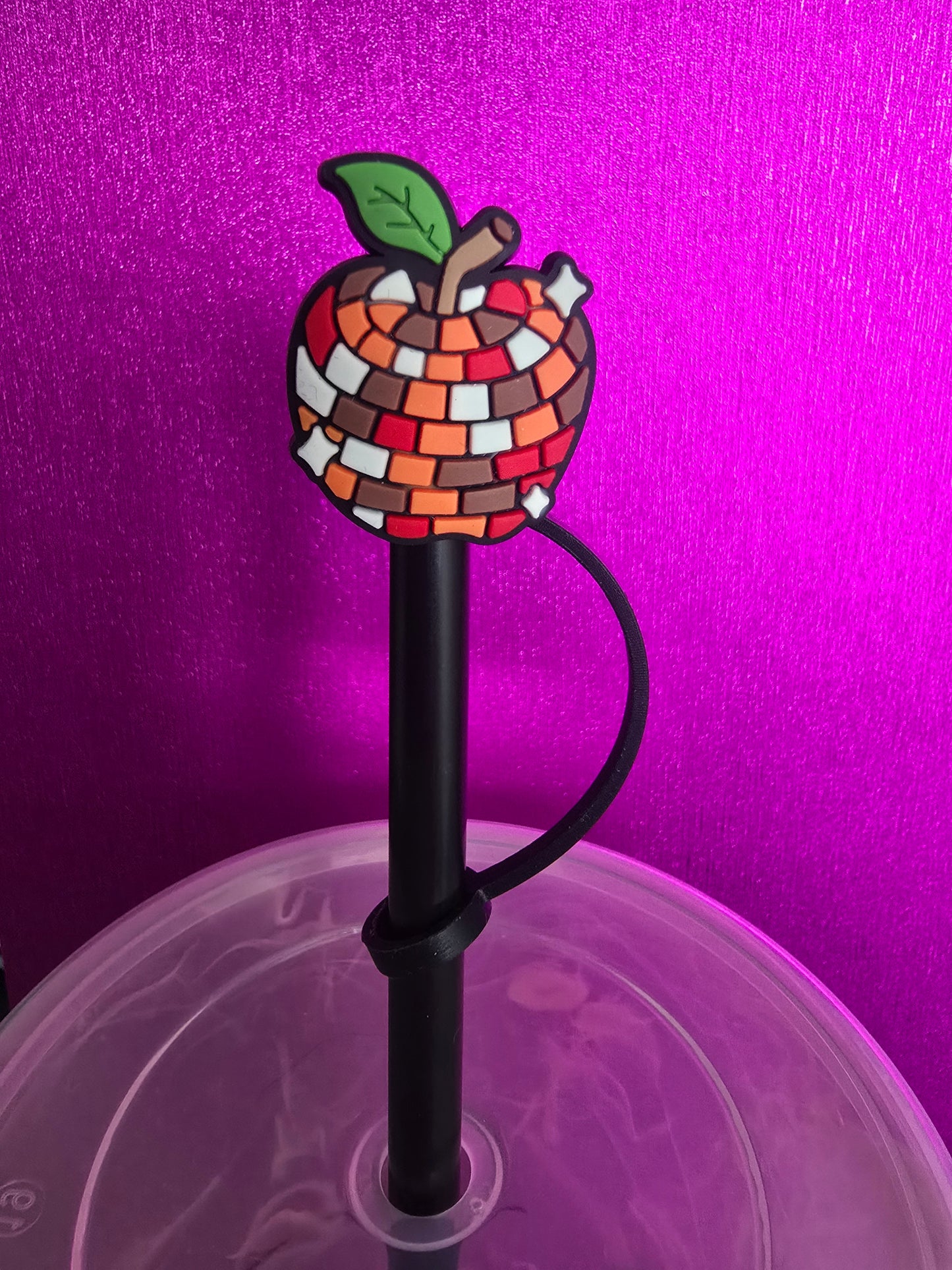 Disco Apple Straw Topper, Red