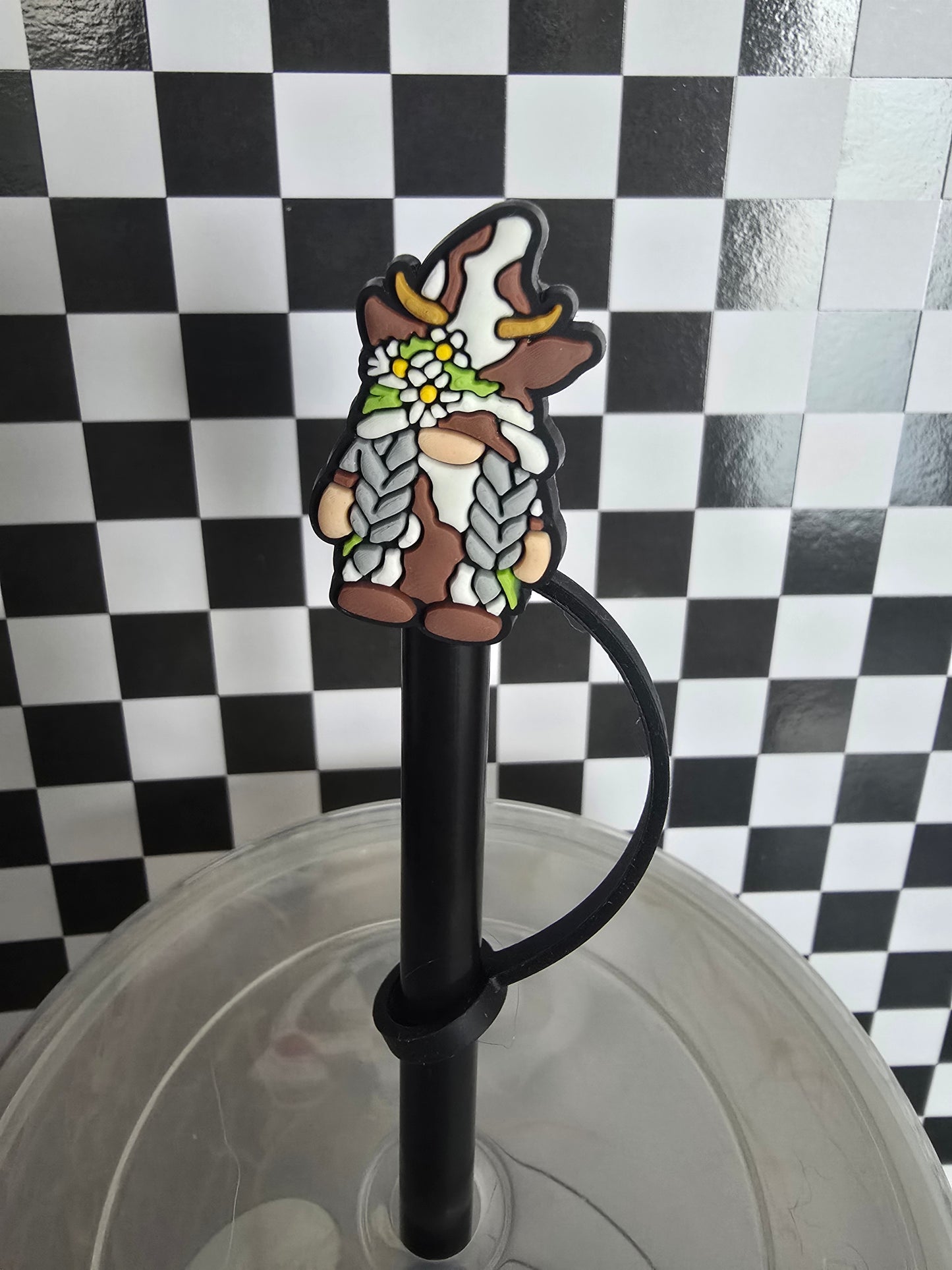 Cow Gnome Straw Topper, Brown