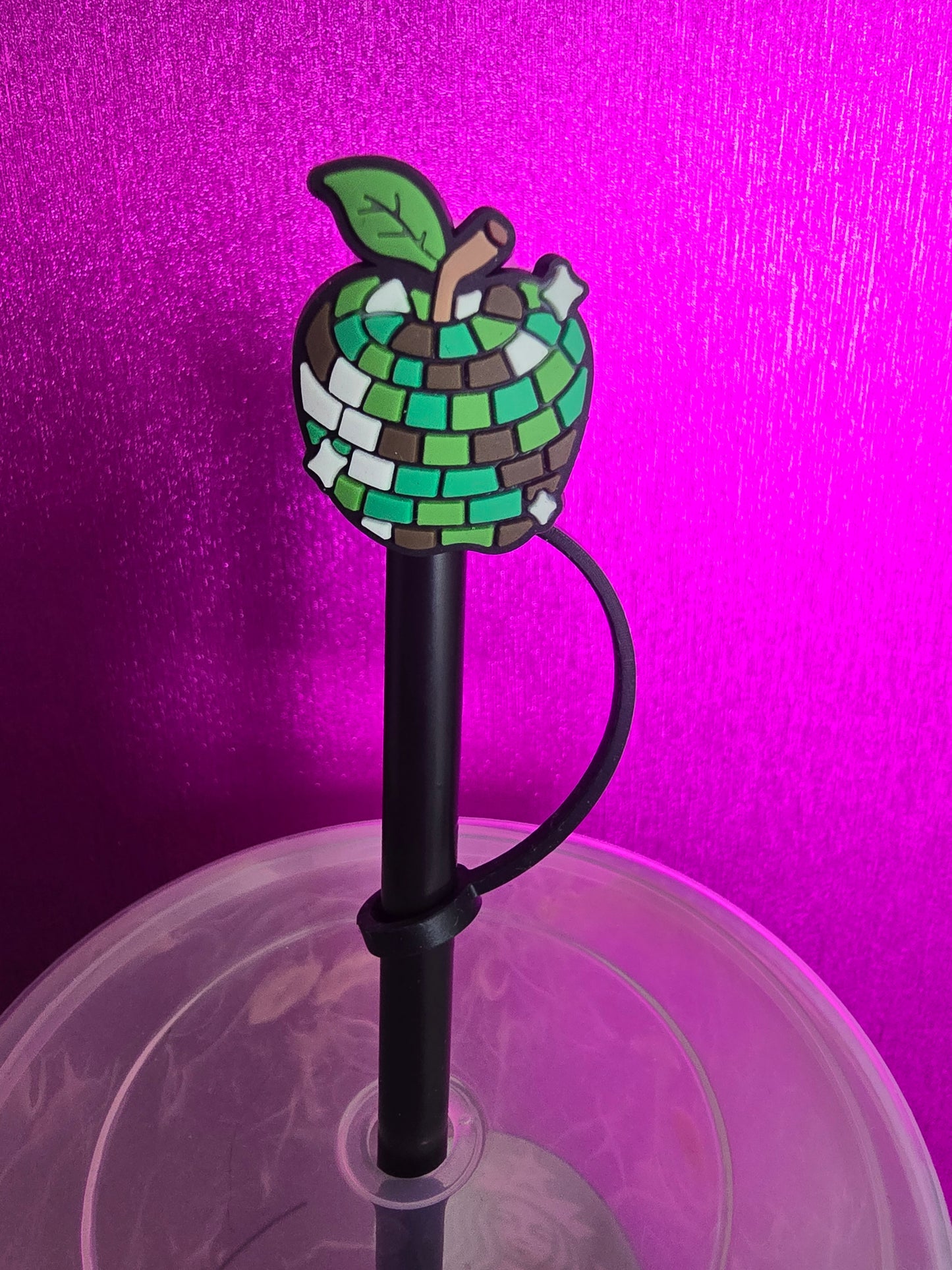 Disco Apple Straw Topper, Green